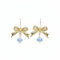 Sandy Lou Gold Bow Crystal Earrings 