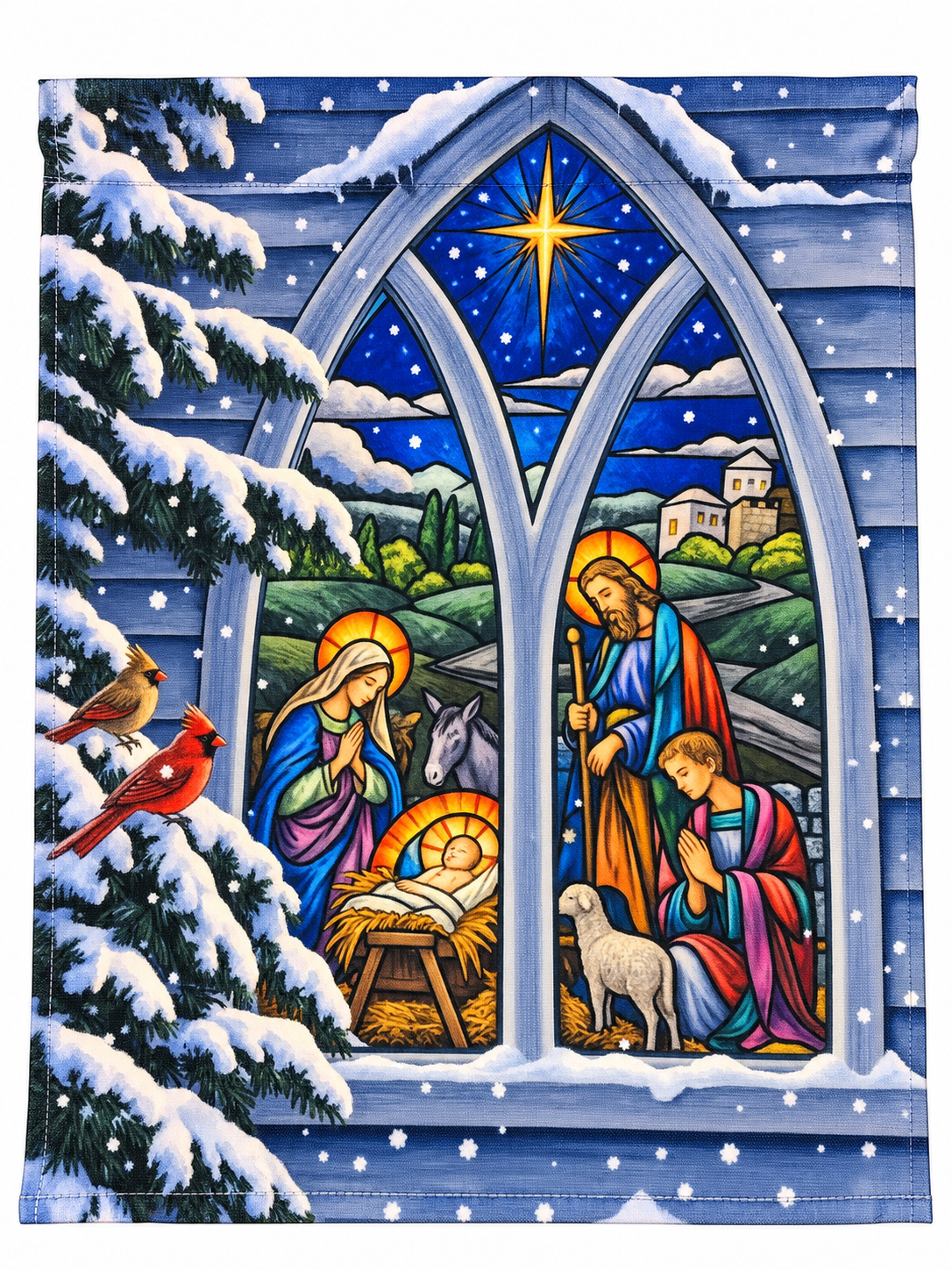Magnolia Garden Flag Nativity Scene