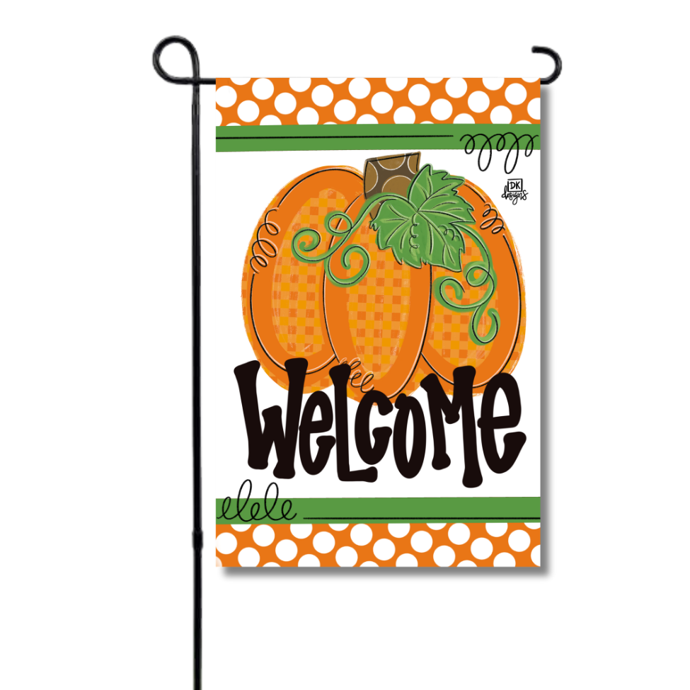 Gingham Pumpkin Garden Flag