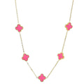 Clover Chain Necklace Pendant Charm Pink