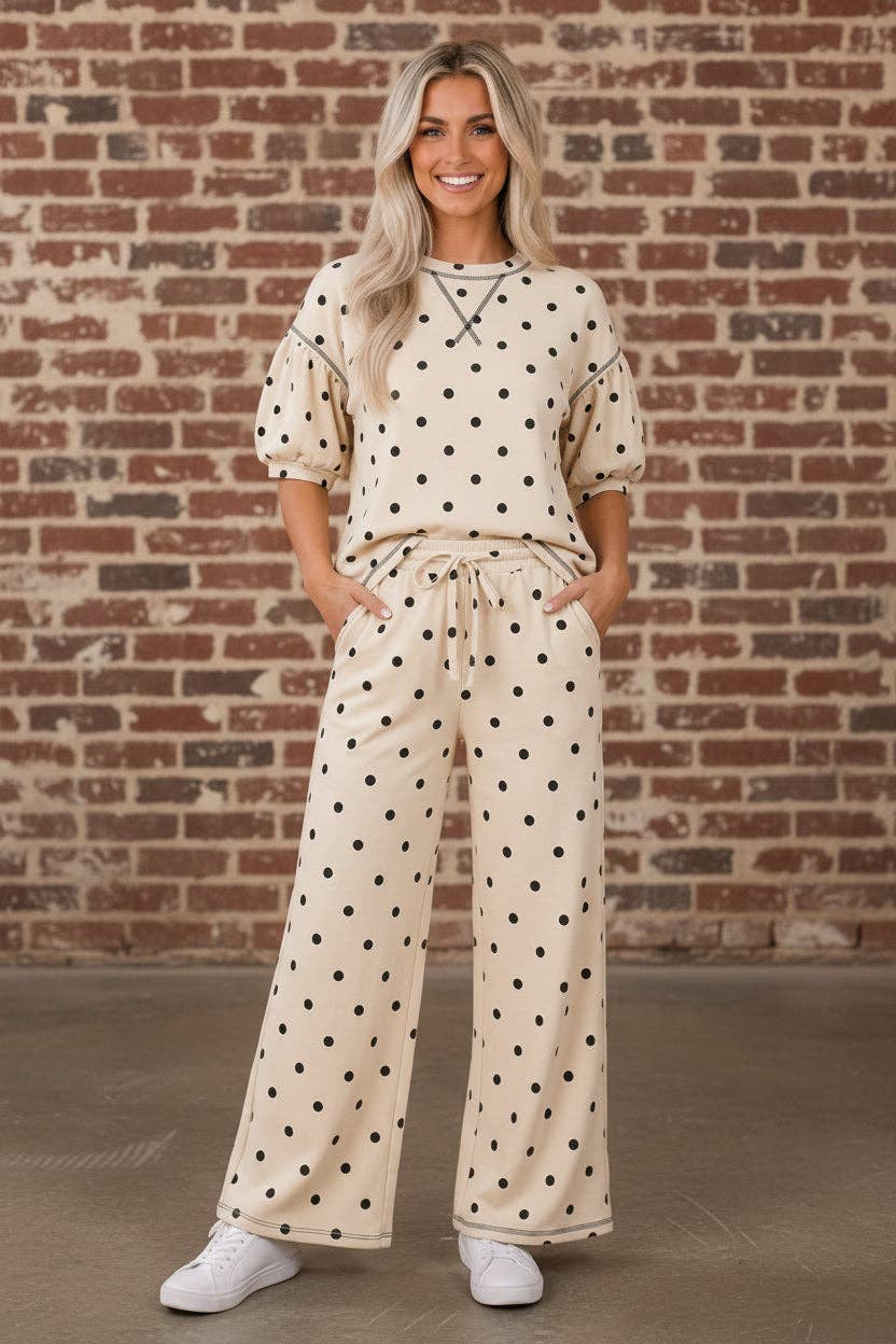 White Polka Dot Pants Set