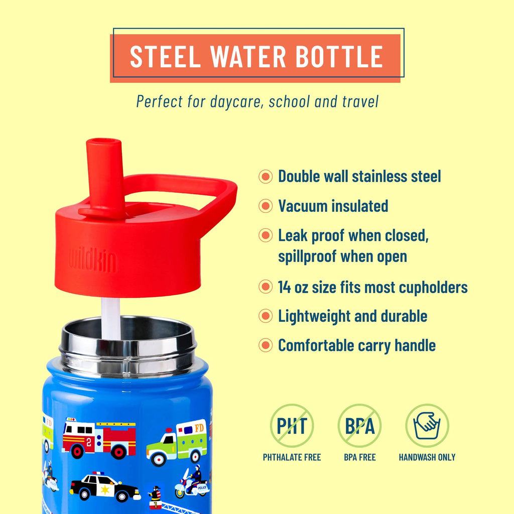 Wildkin Heroes 14 oz Stainless Steel Water Bottle