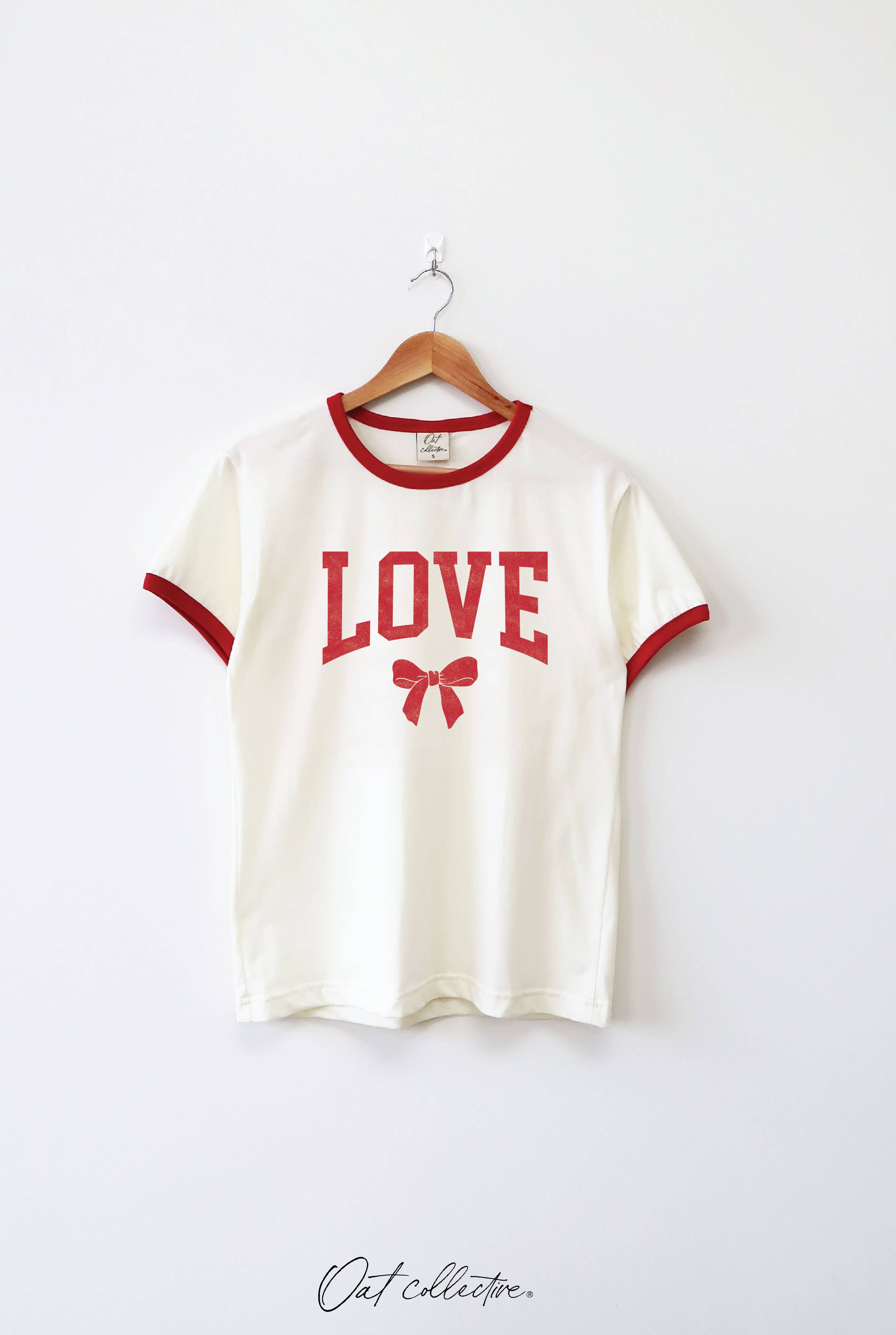 LOVE BOW Ringer Graphic T-Shirt