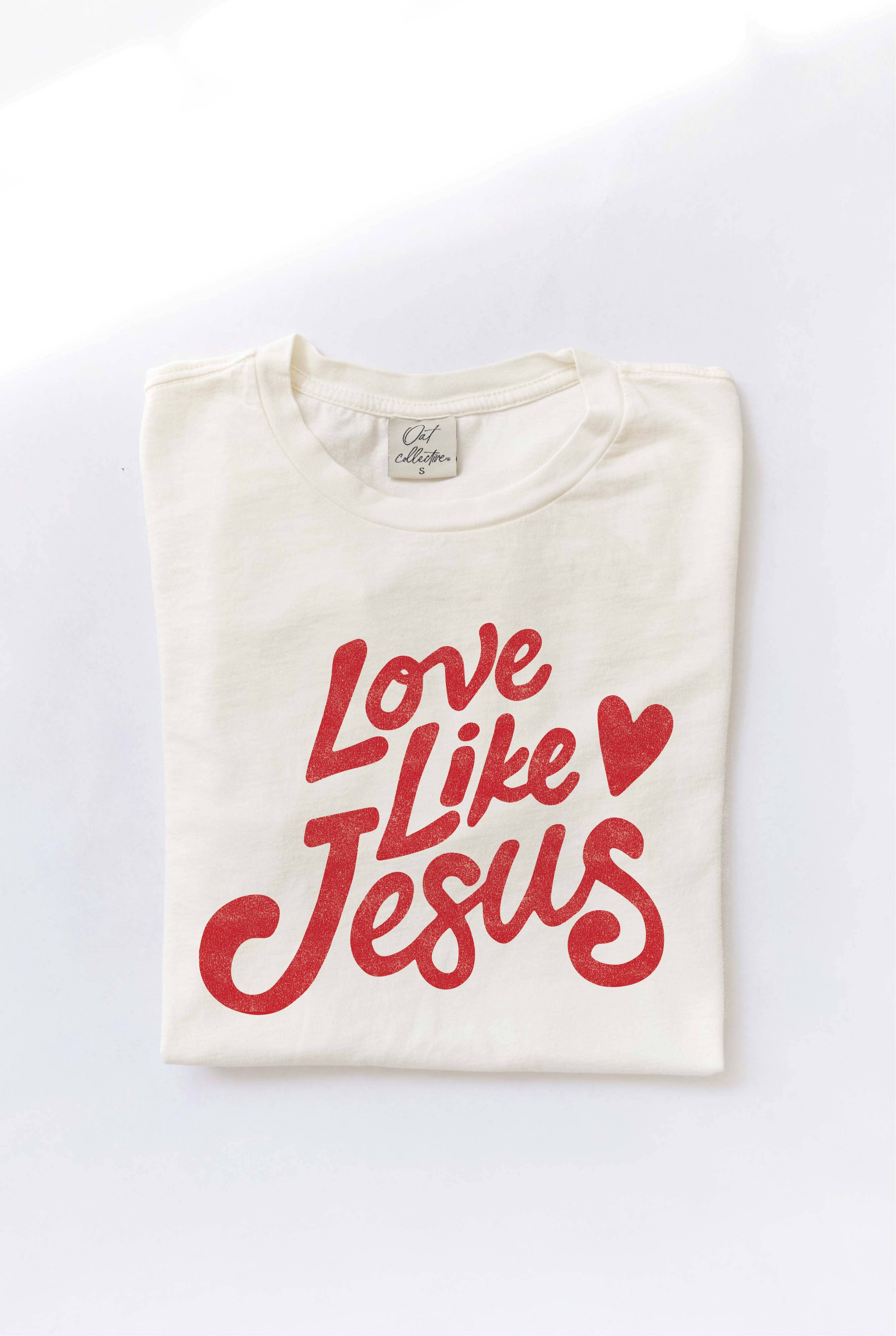 LOVE LIKE JESUS Mineral Washed Graphic Top