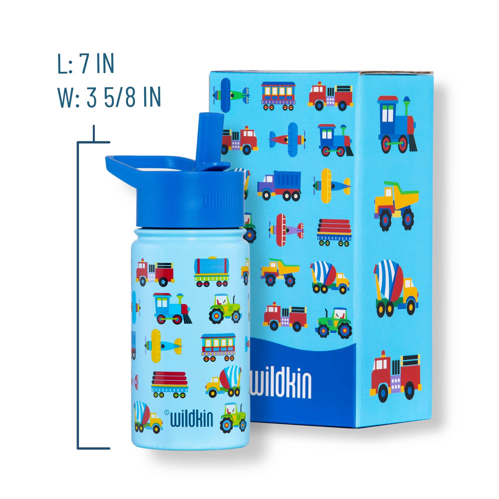 Wildkin Trains, Planes & Trucks 14 oz Stainless Steel Water Bottle