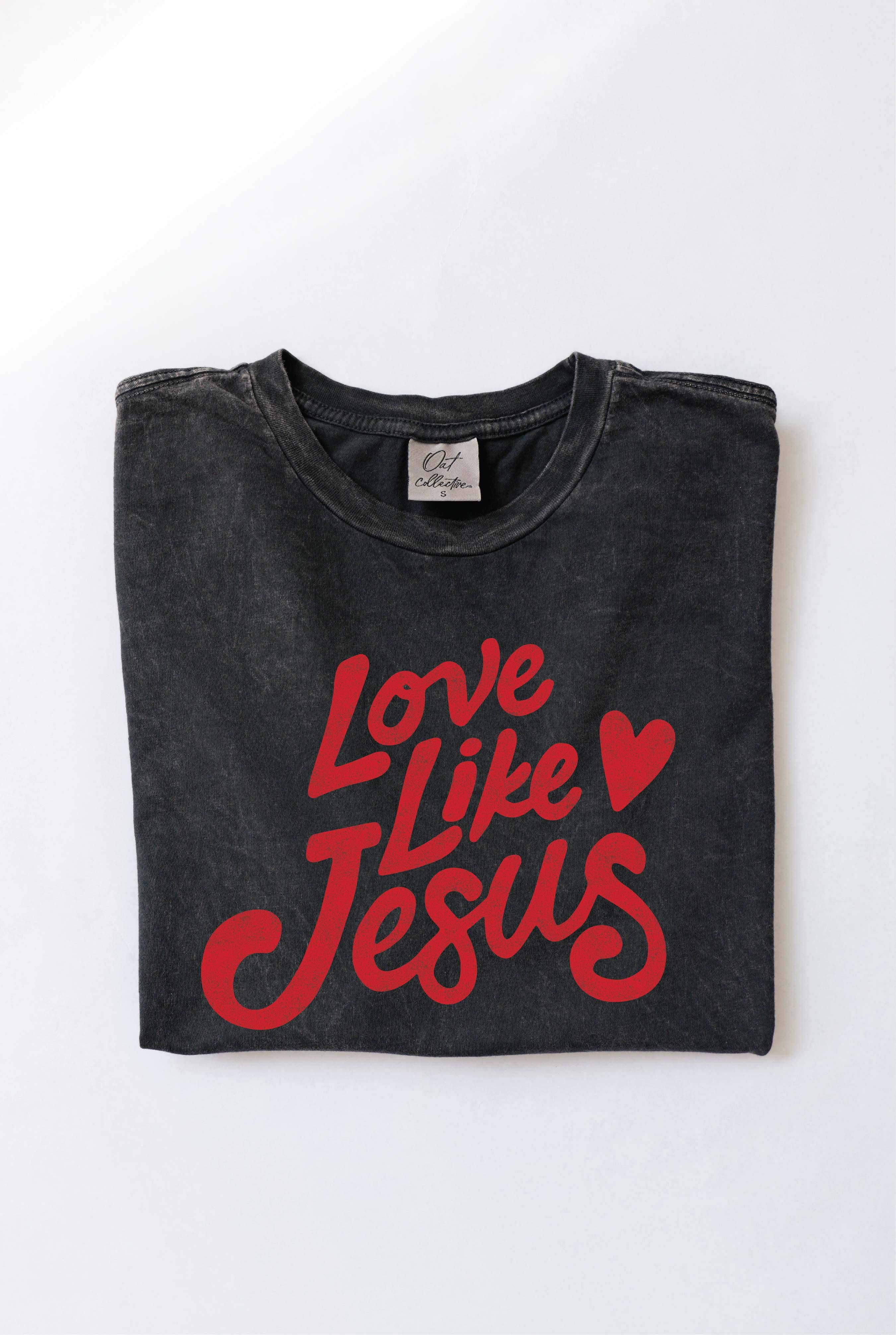 LOVE LIKE JESUS Mineral Washed Graphic Top