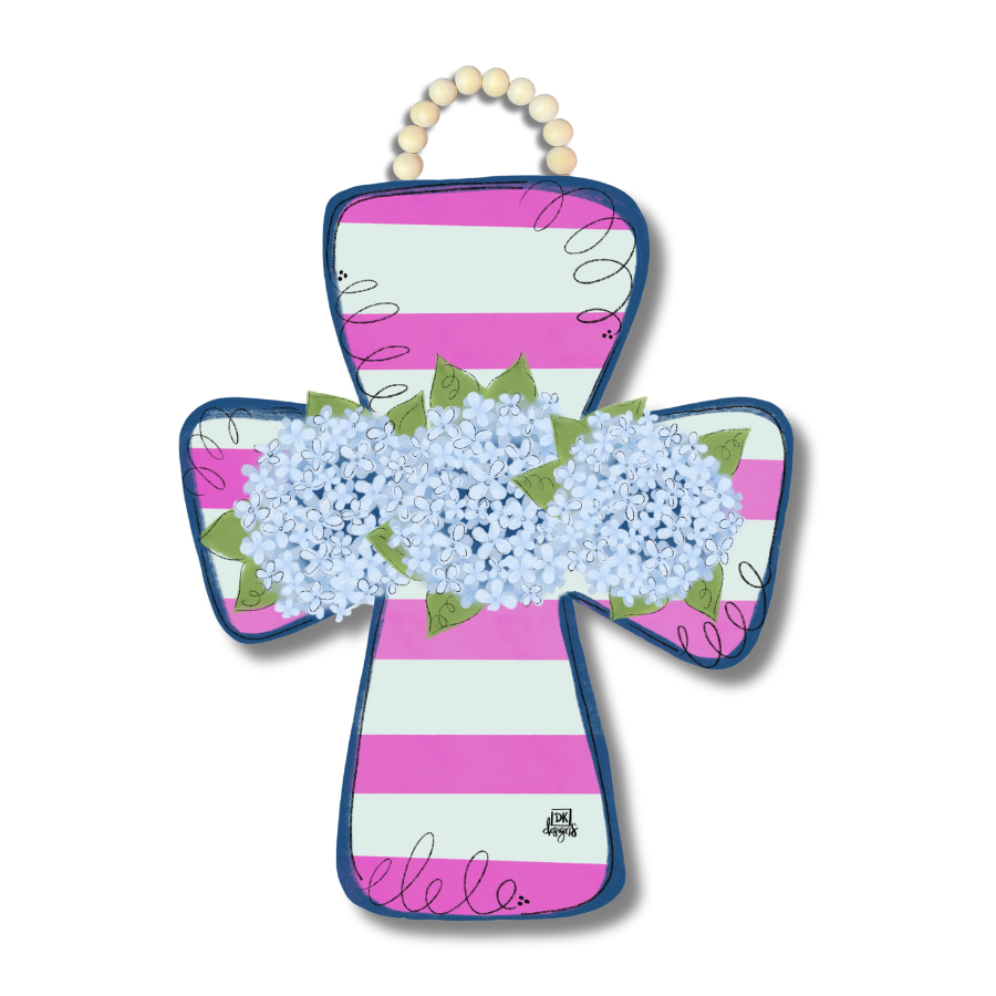 DK Design Hydrangea Cross Door Hanger