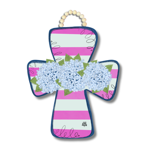 DK Design Hydrangea Cross Door Hanger