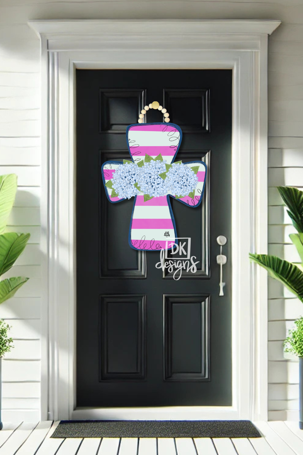 DK Design Hydrangea Cross Door Hanger