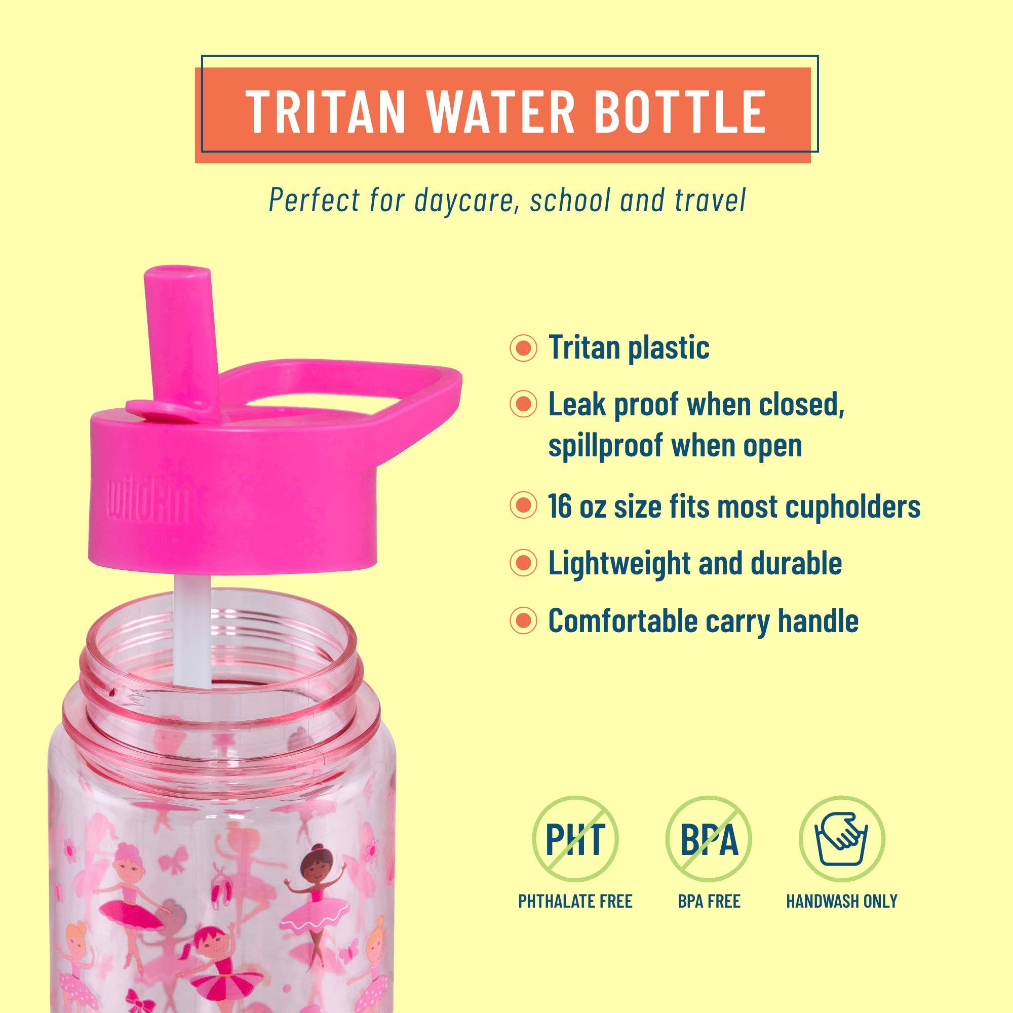 Wildkin Ballerina 16 oz Plastic Water Bottle
