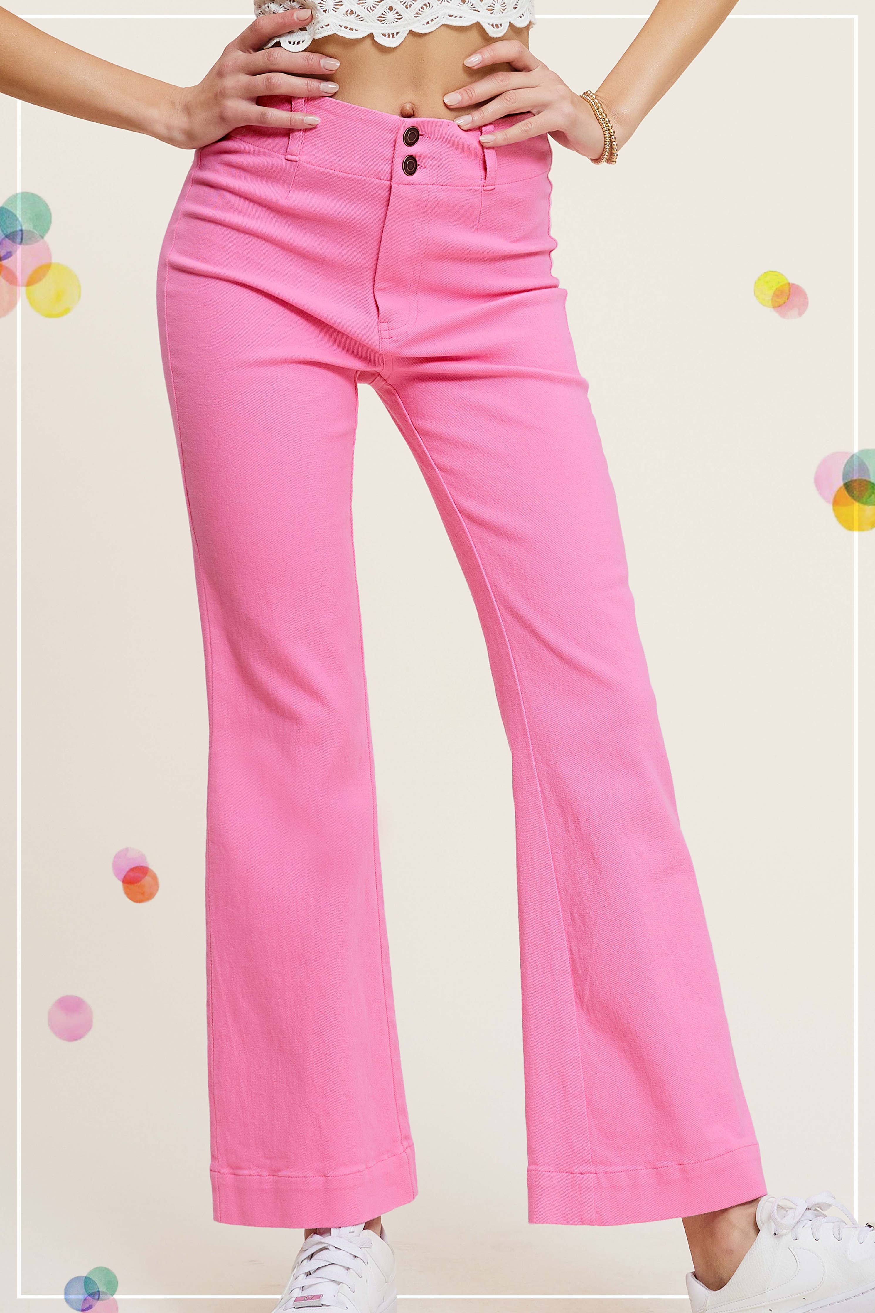 La Miel Soft Washed Stretchy High Waisted Wide Flare Pants
