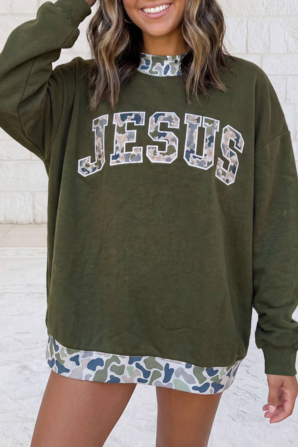 Mallard Print Mock Neck