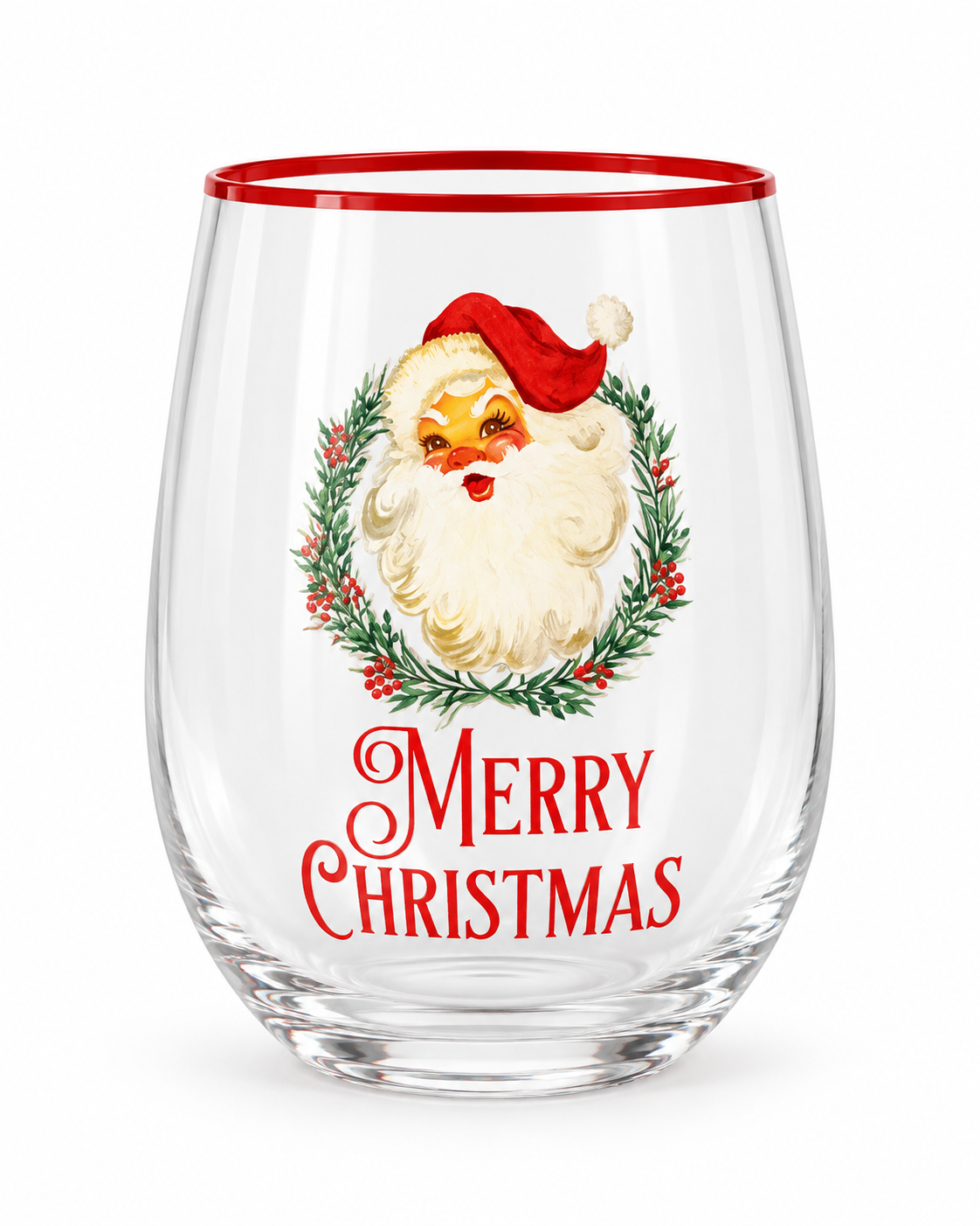 Blake and Belle Merry Christmas santa wine glass