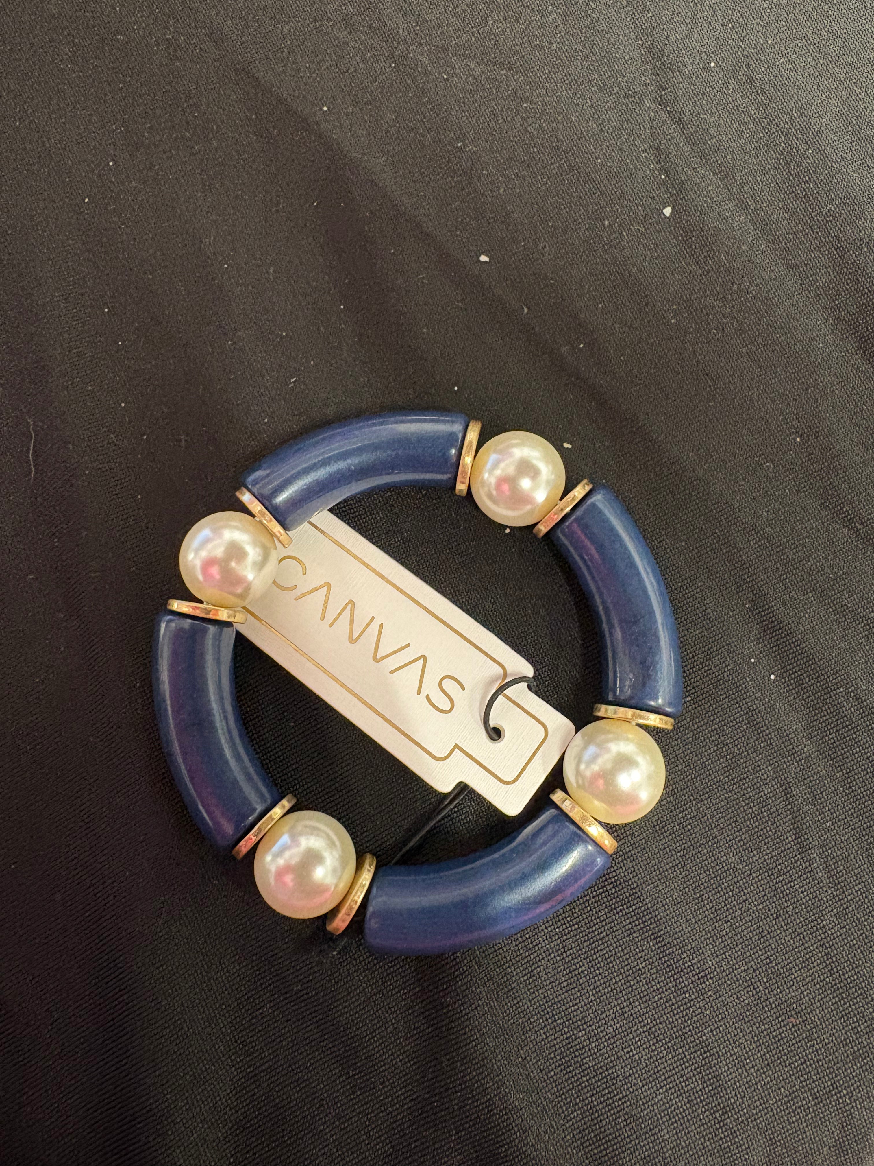 Canvas Resin Beaded Stretch Bracelet