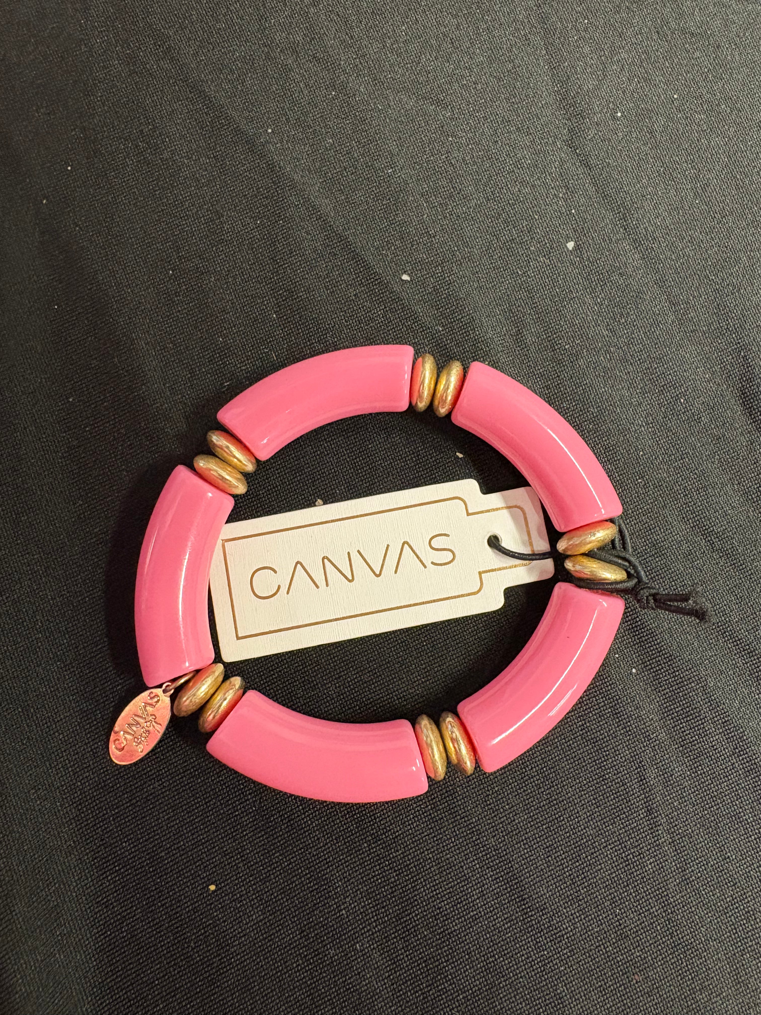 Canvas Resin Beaded Stretch Bracelet