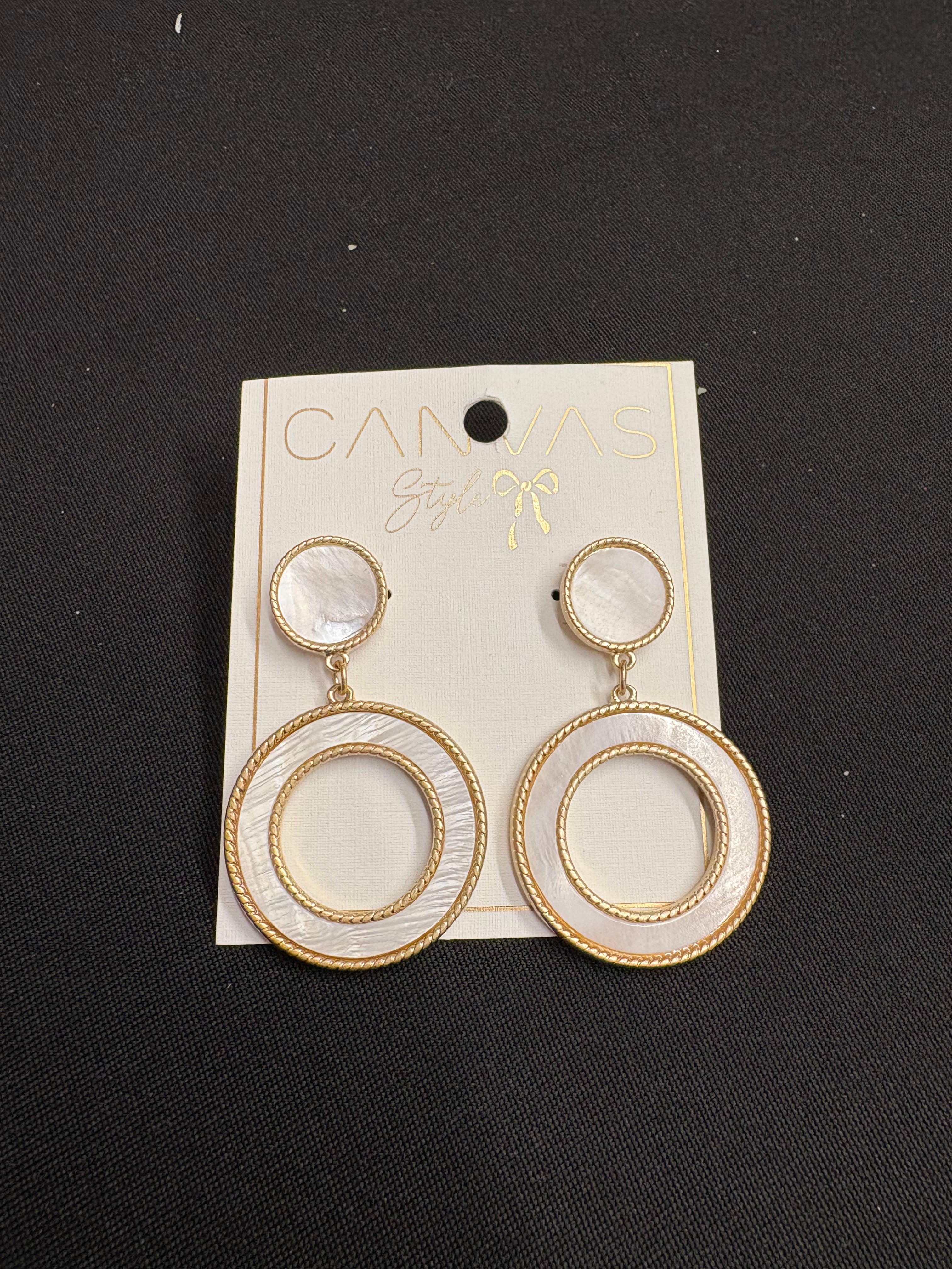 Canvas White Circle Drop Earrings