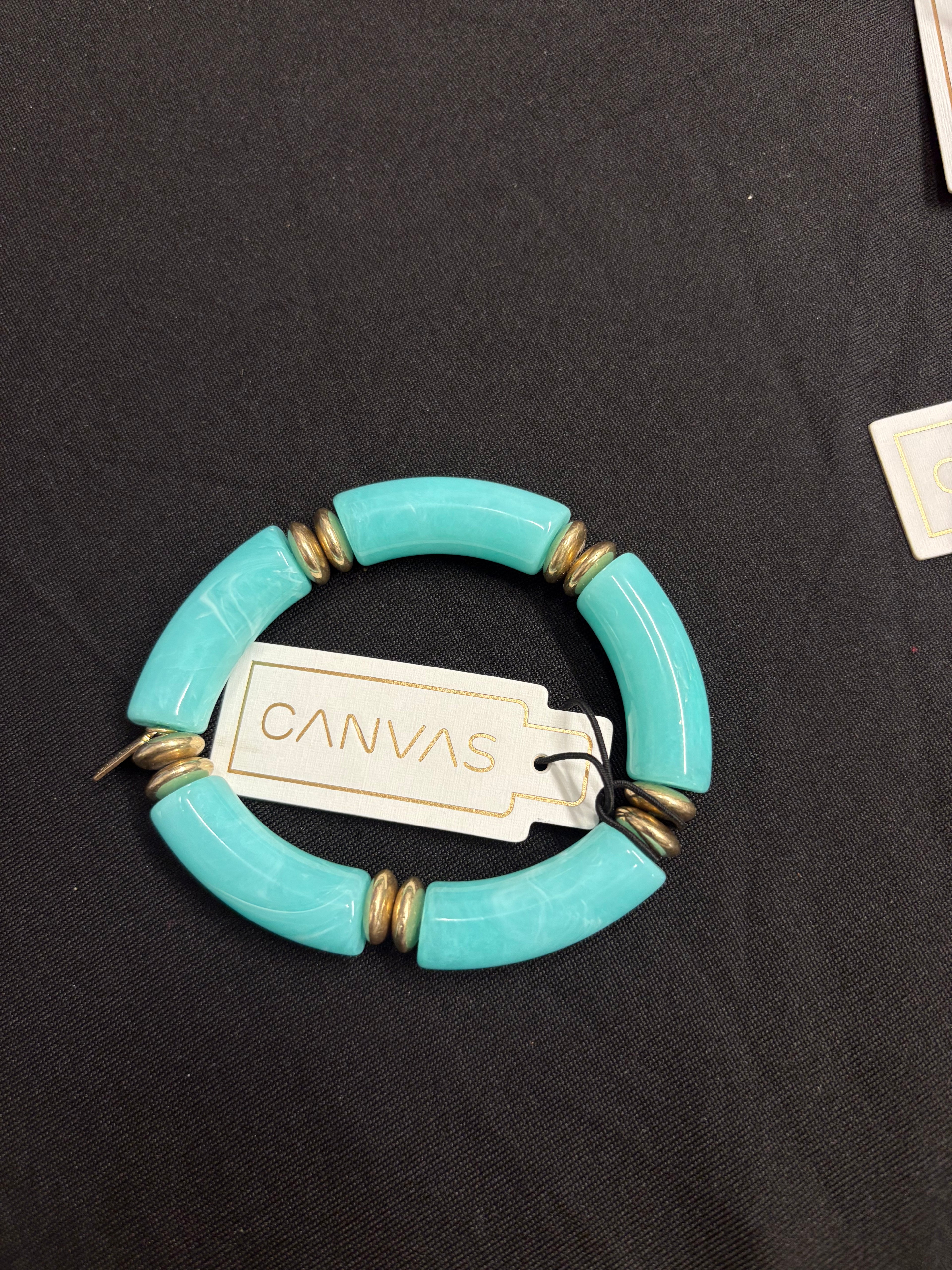 Canvas Resin Beaded Stretch Bracelet