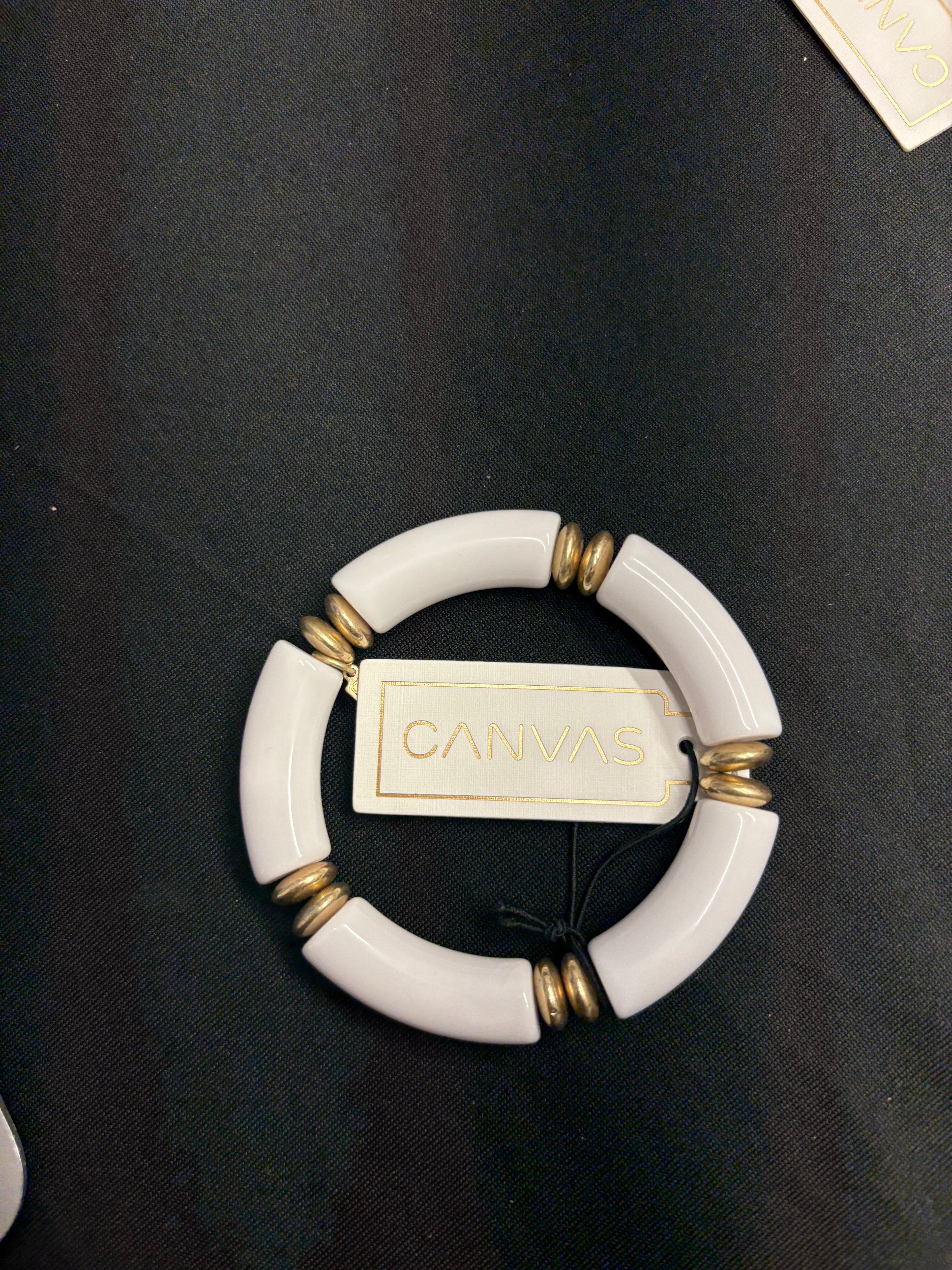 Canvas Resin Beaded Stretch Bracelet