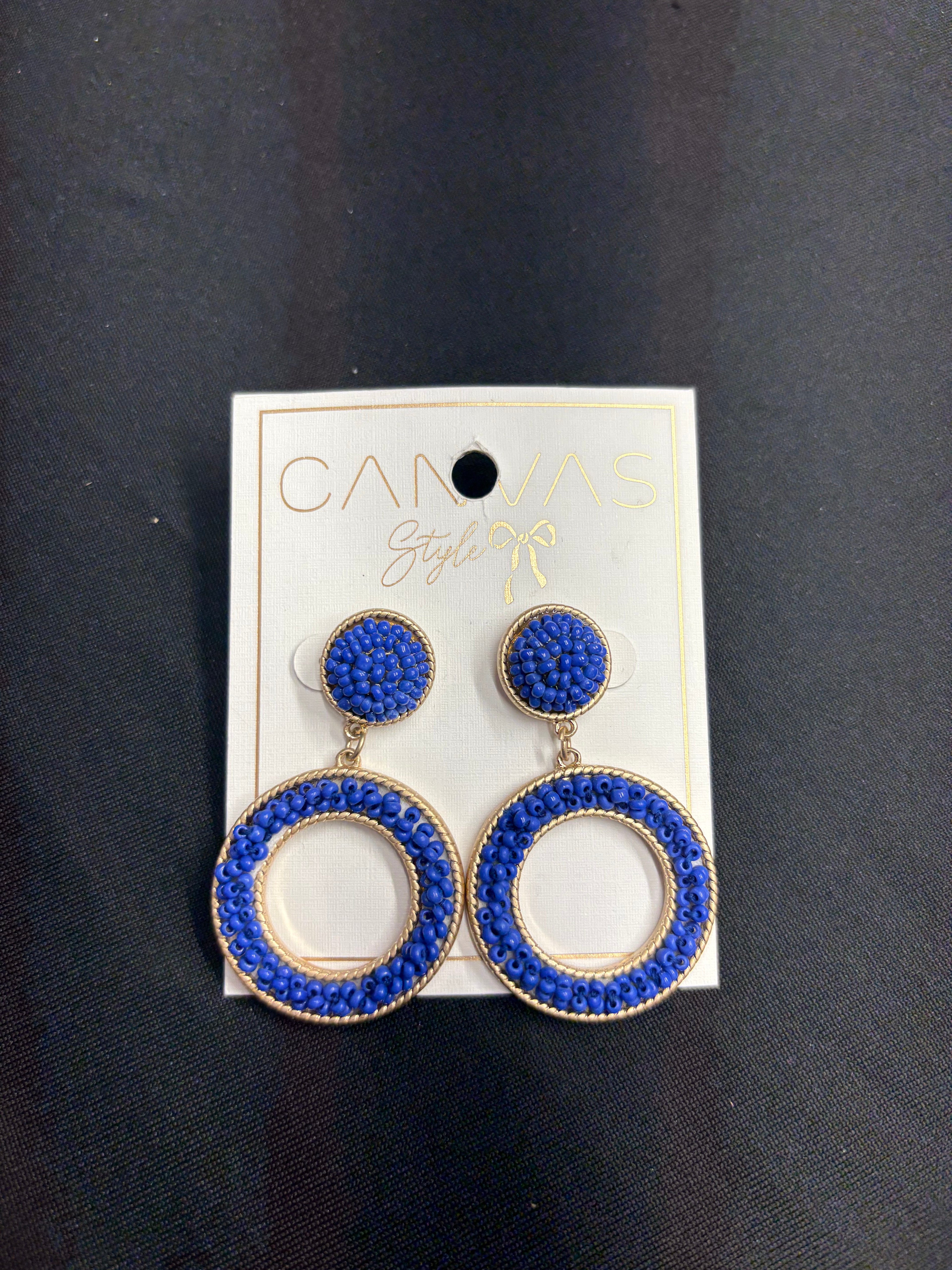 Canvas Beaded Circle Drop Earrings