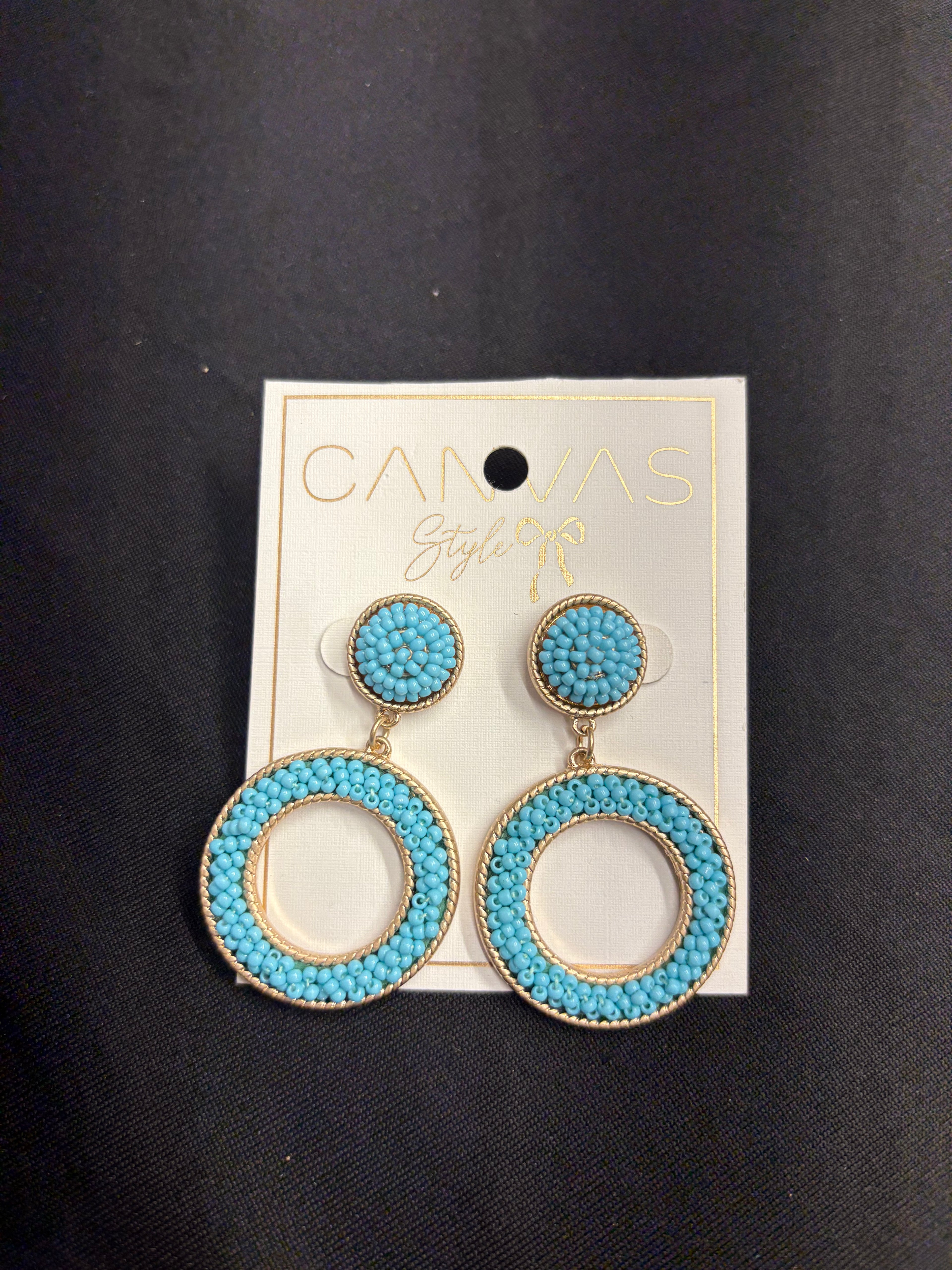 Canvas Beaded Circle Drop Earrings