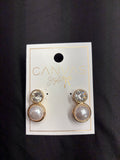 Canvas Crystal and Pearl Double Drop Earrings