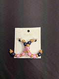 Canvas Blue, Gold and Red Hoop Earrings