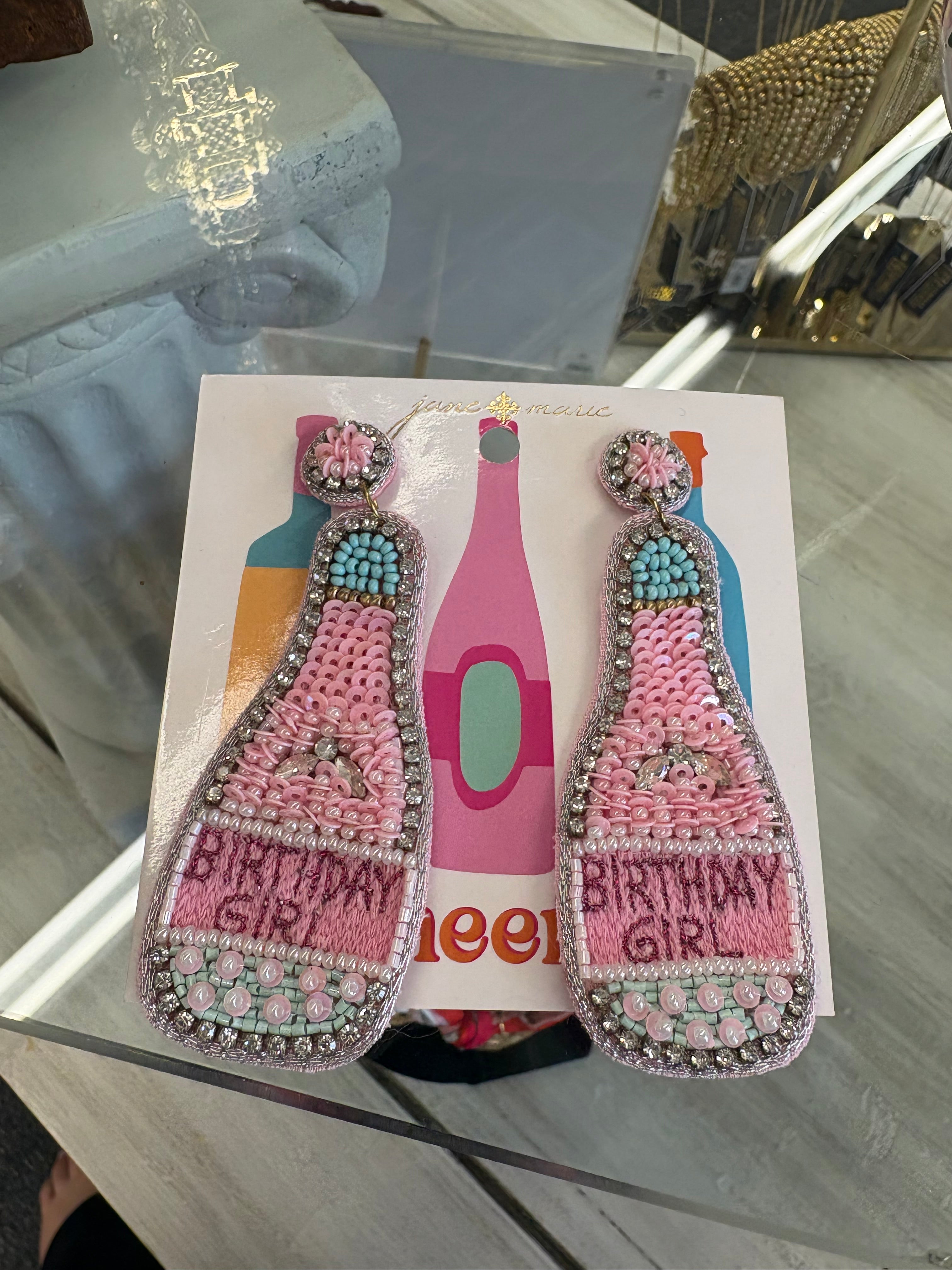 Jane Marie Birthday Girl Champagne Beaded Earrings