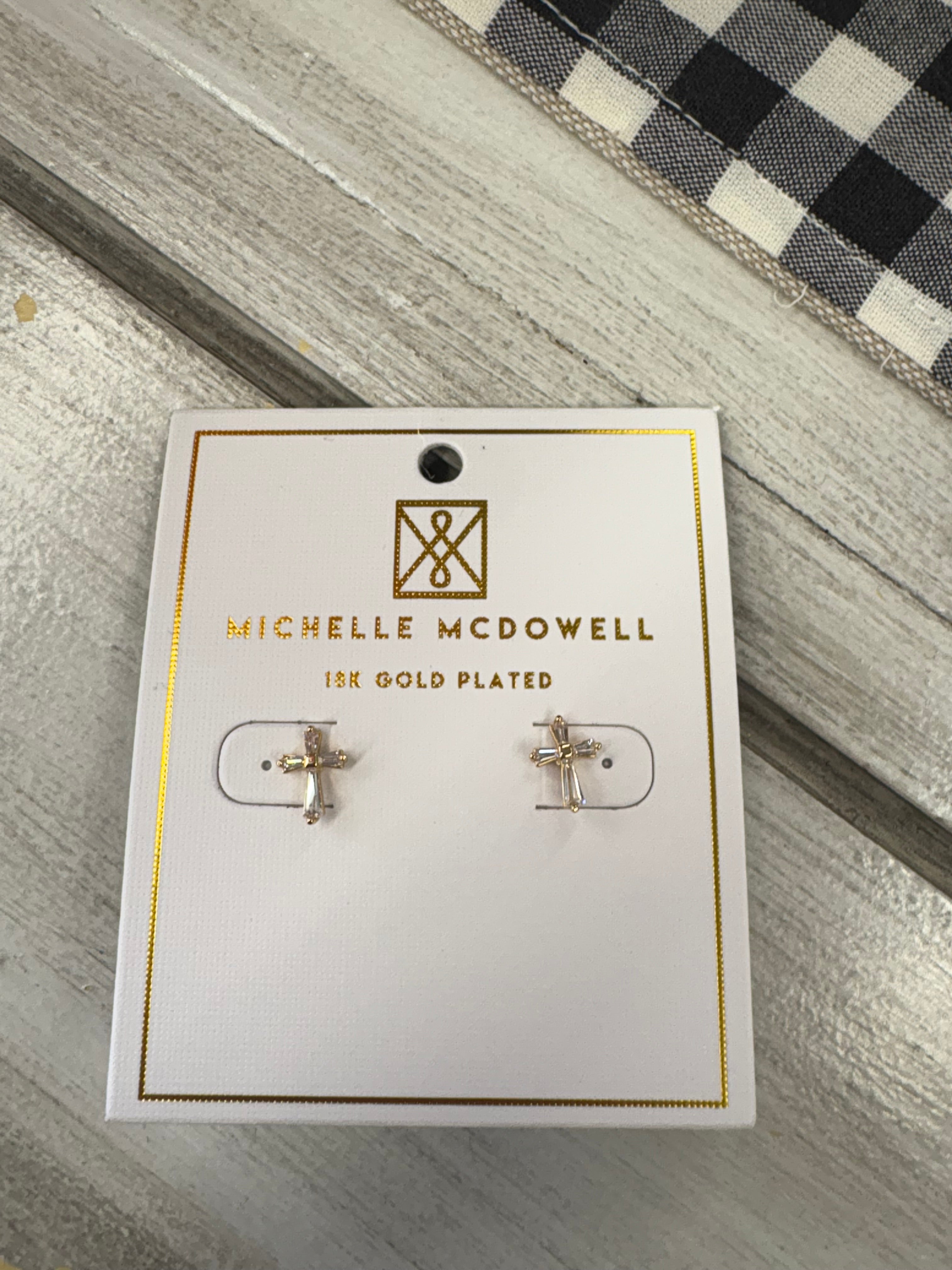 Michelle McDowell Greta Luxe Cross Earrings Gold