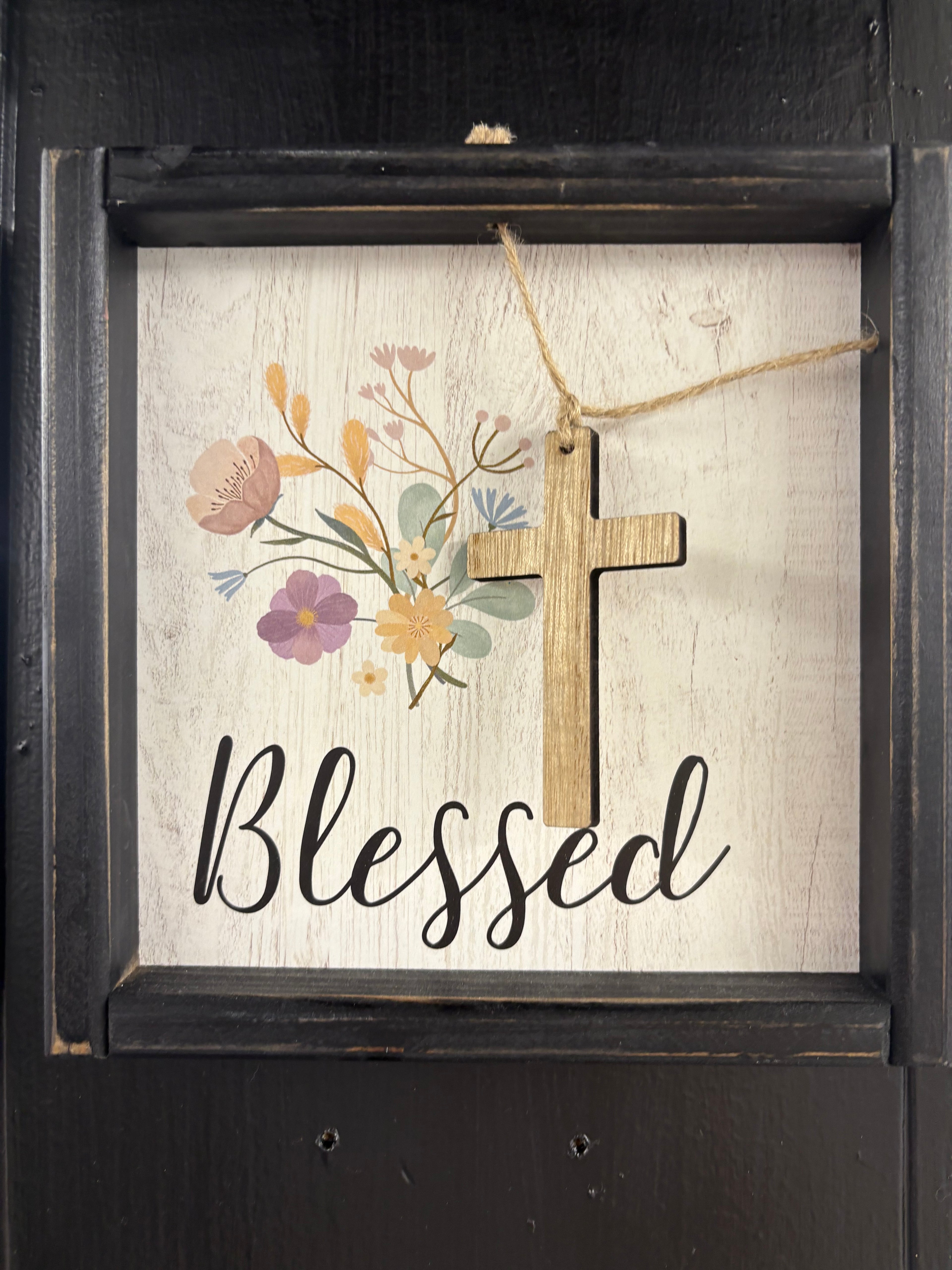 CBK Cross and Flowers Framed Art