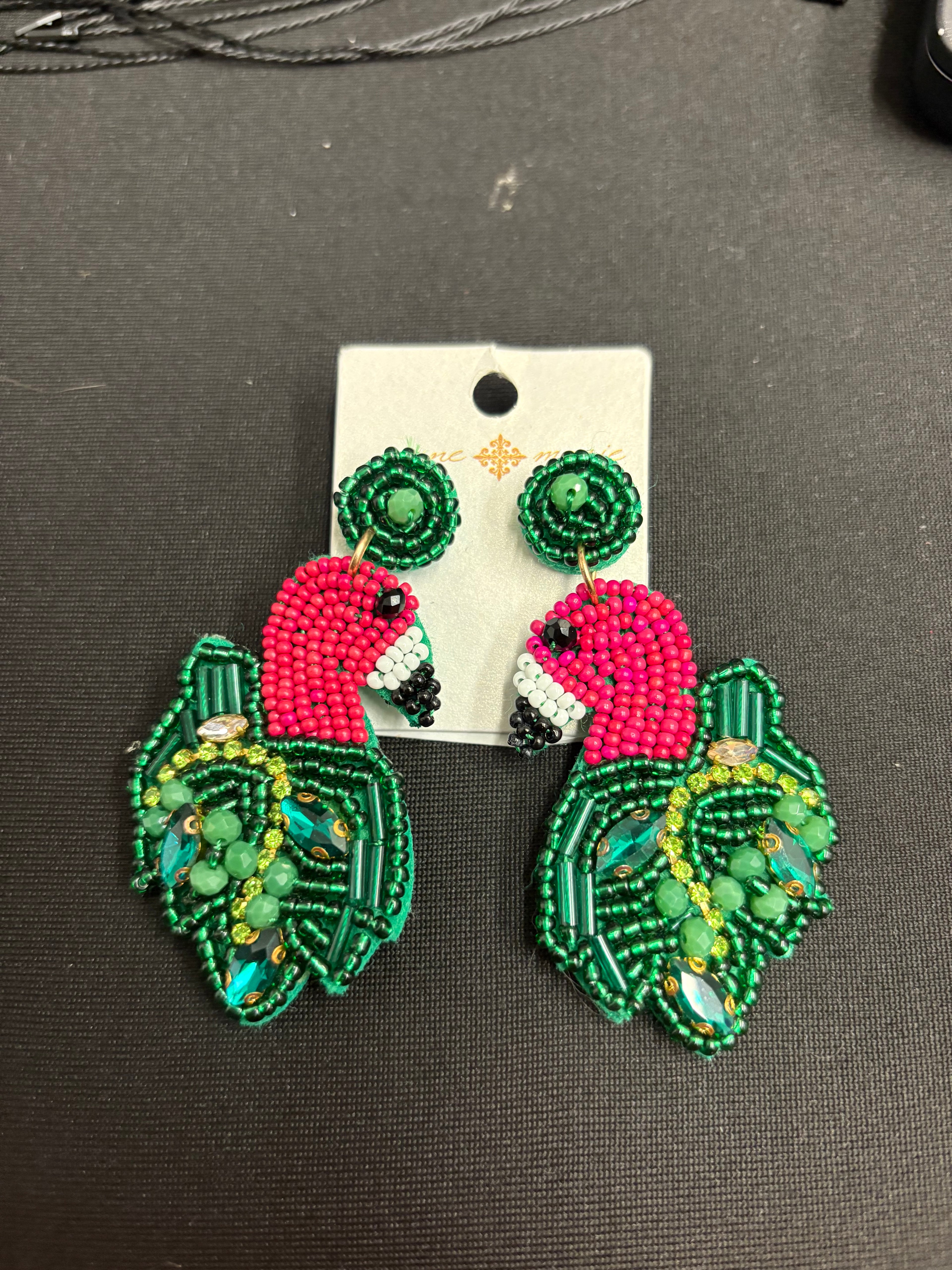 Jane Marie Flamingo Beaded Earrings