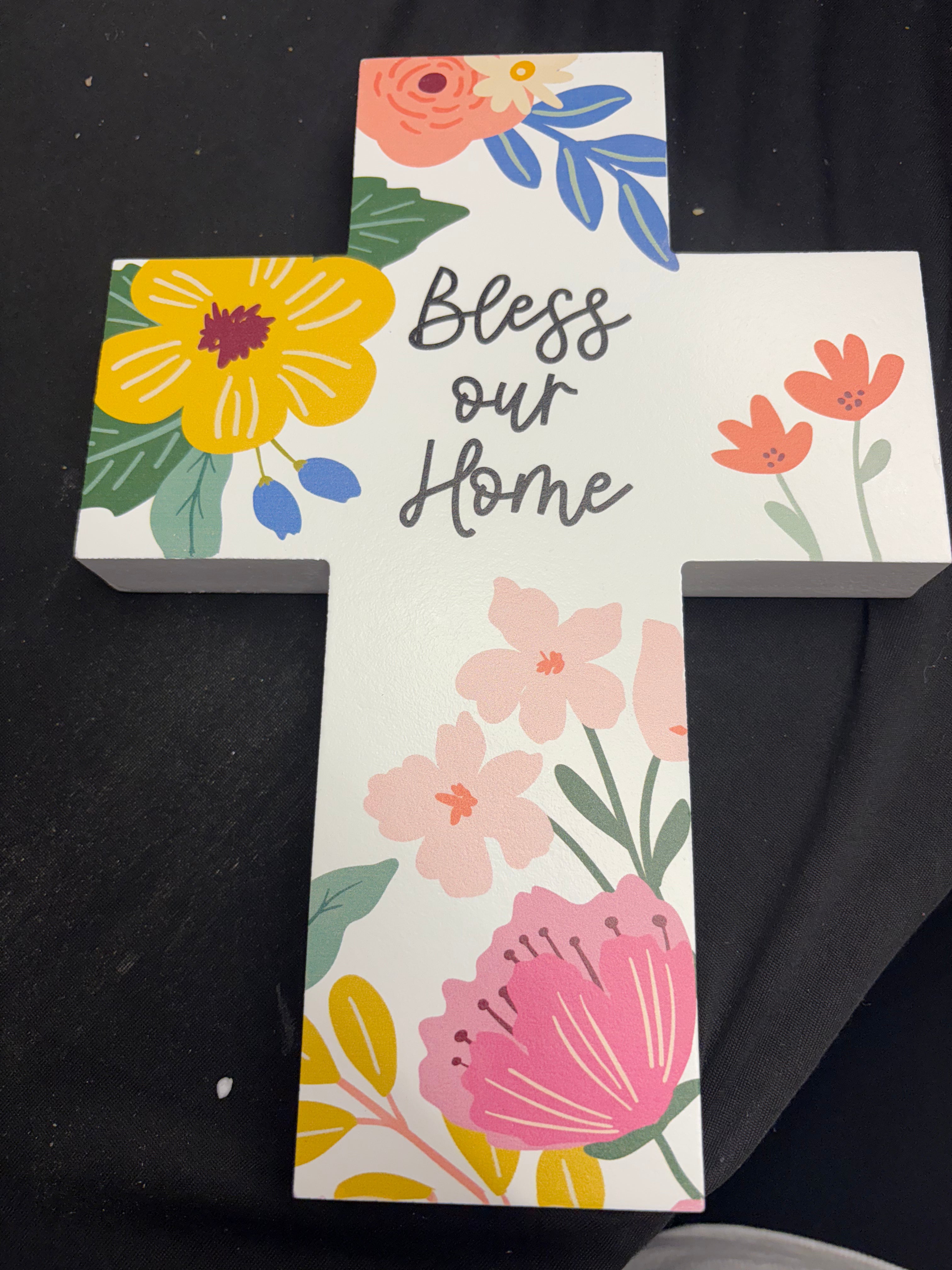 Ganz "bless our" floral  cross