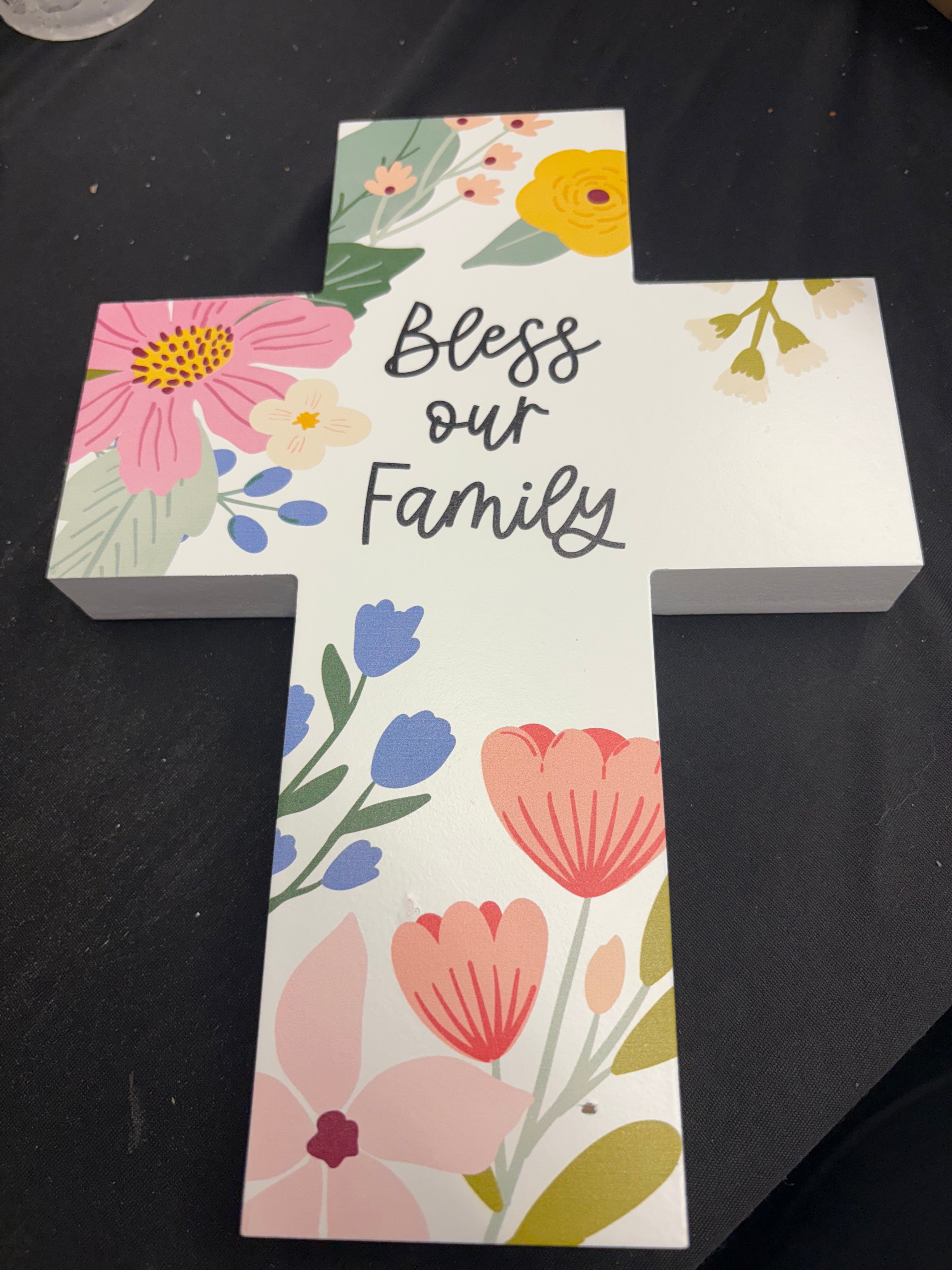 Ganz "bless our" floral  cross