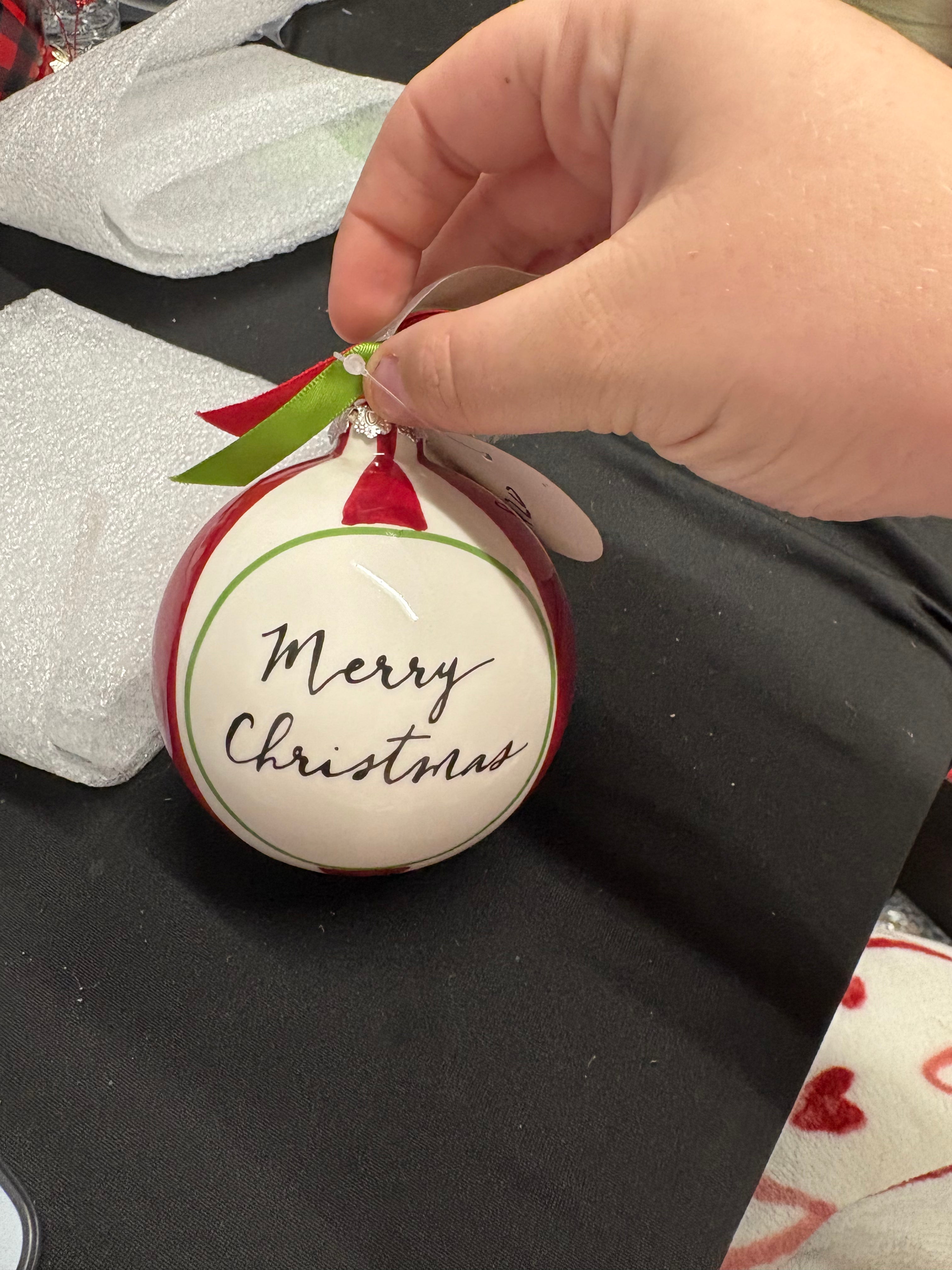 Magnolia Lane Merry Christmas ball ornament