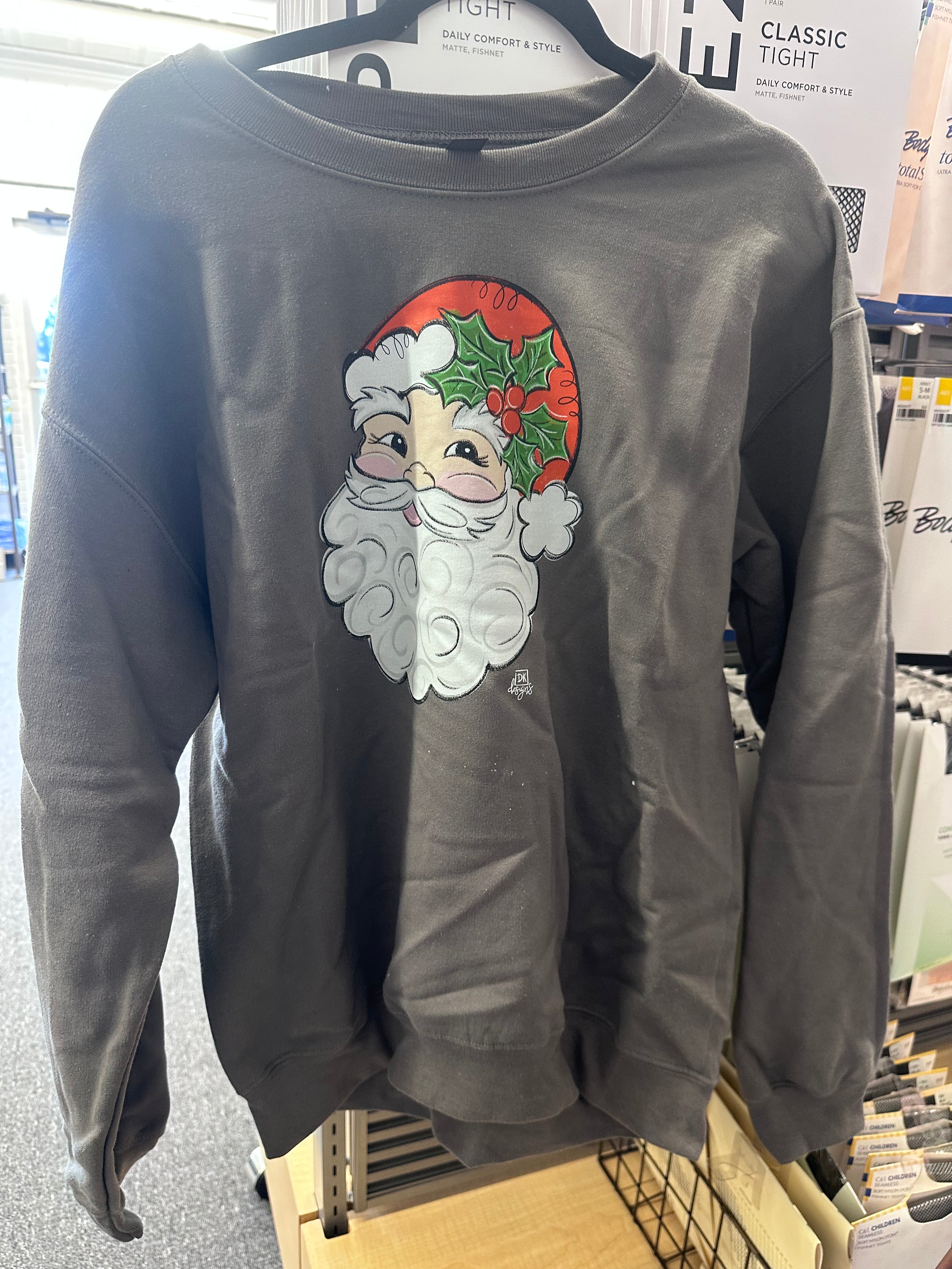 DK Santa Face Grey Crewneck