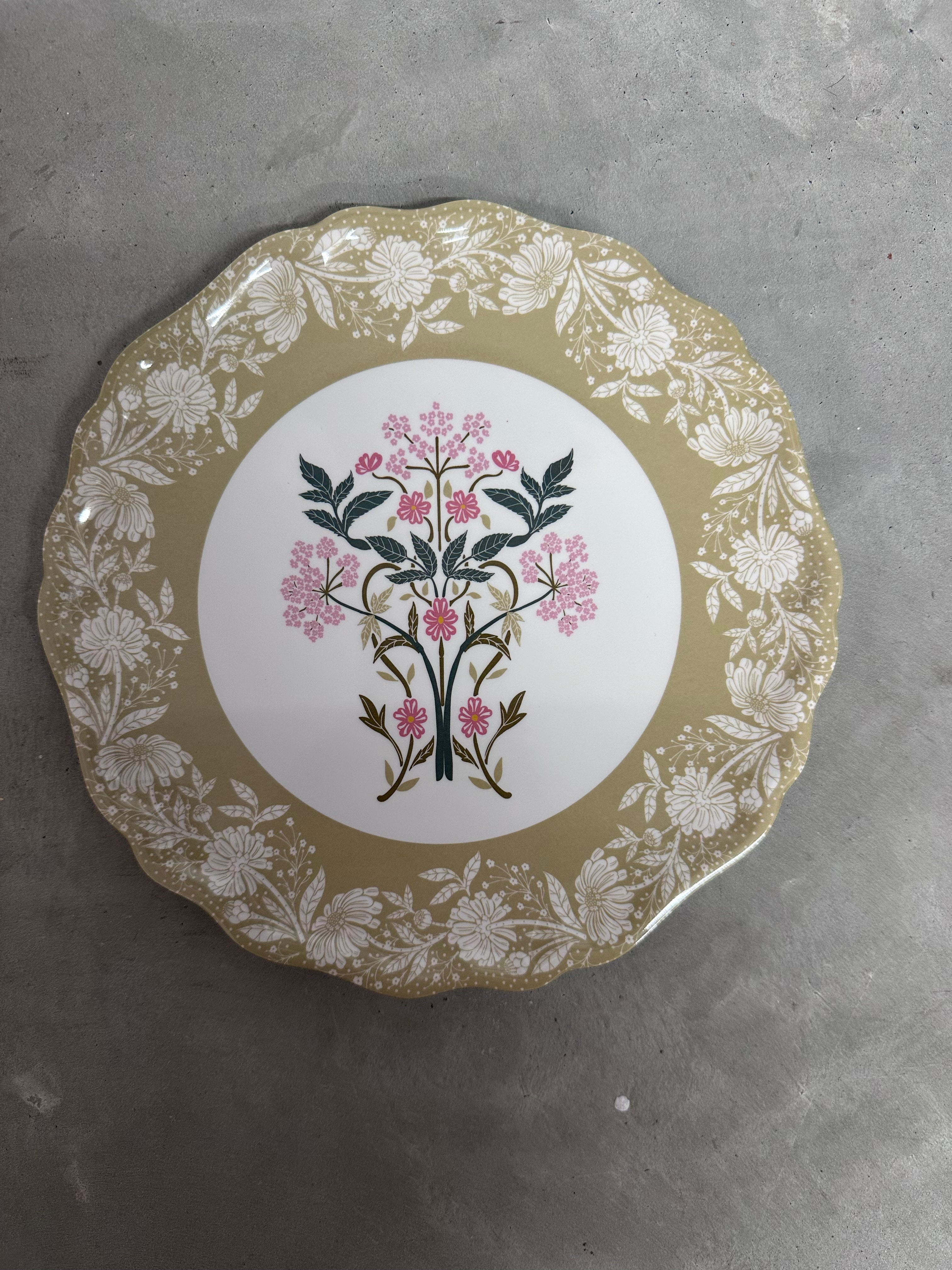 Ganz Green Floral Salad Plate 4pc Set