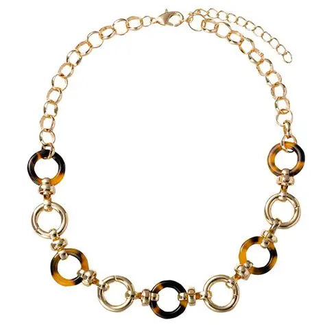 Jane Marie Tortoise and Gold Circle Link Necklace