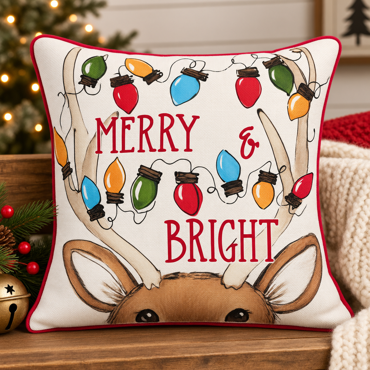 Lucky Bird Merry & Bright Pillow