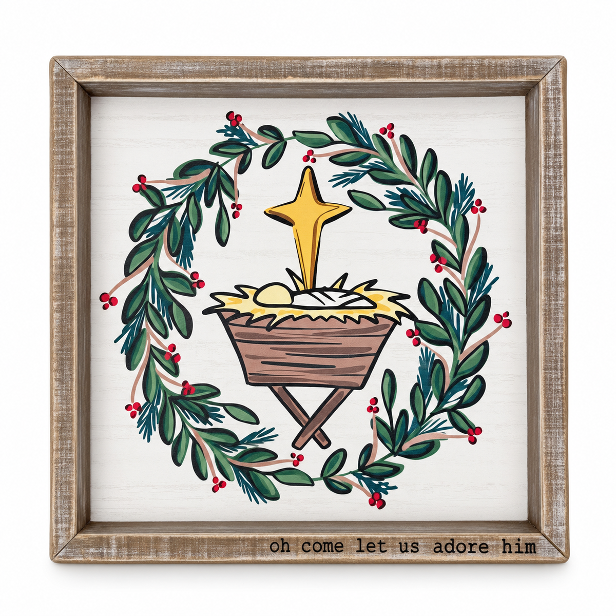 Glory Haus Wreath around Manger Plague