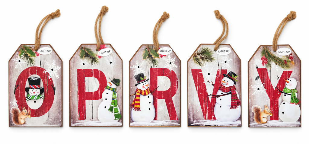 Ganz Snowman Initial Light Up Ornament