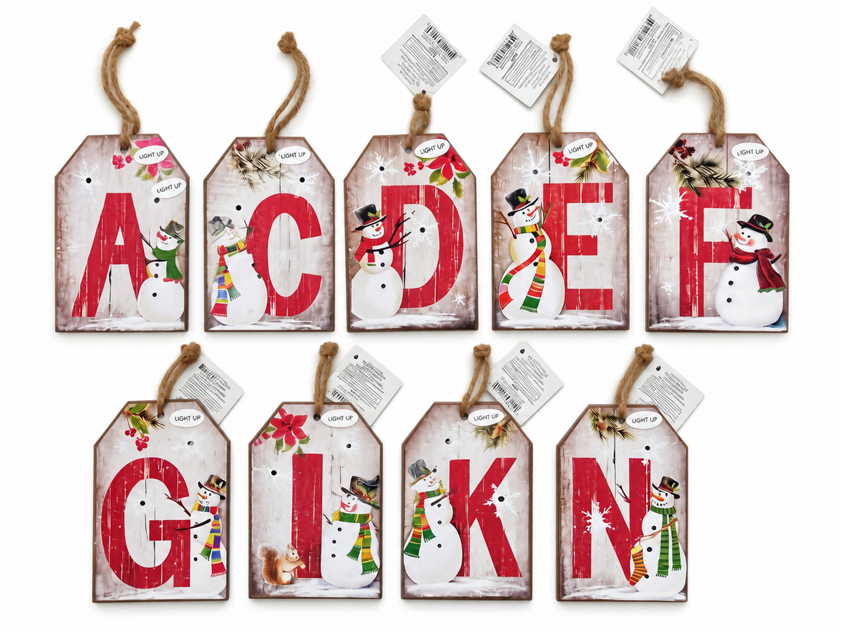 Ganz Snowman Initial Light Up Ornament
