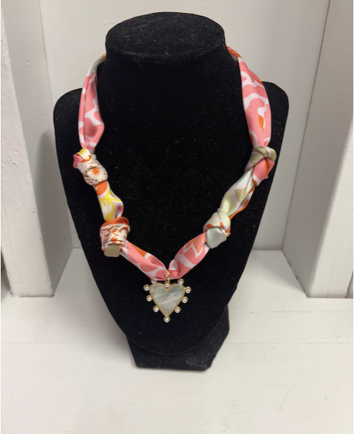 Nora James Heart Pendant Scarf Necklace