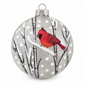 CBK Cardinal On a Branch White Ornament
