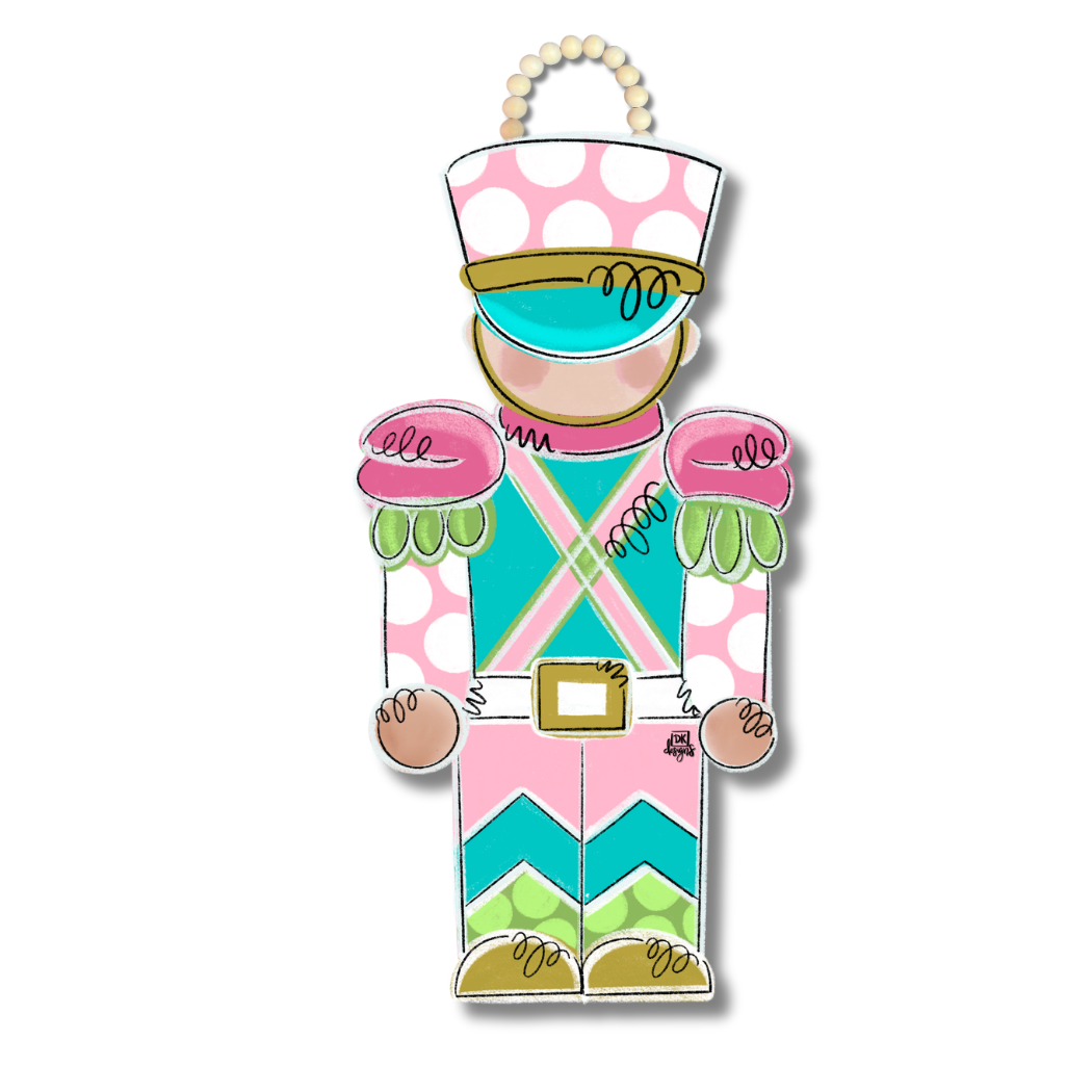 Pink & Teal Soldier Door Hanger