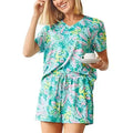 Mary Square Alli Shorts Sleepwear Set Aloha Green