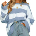 DoubleJu Blue & White Striped Crew Neck Sweater