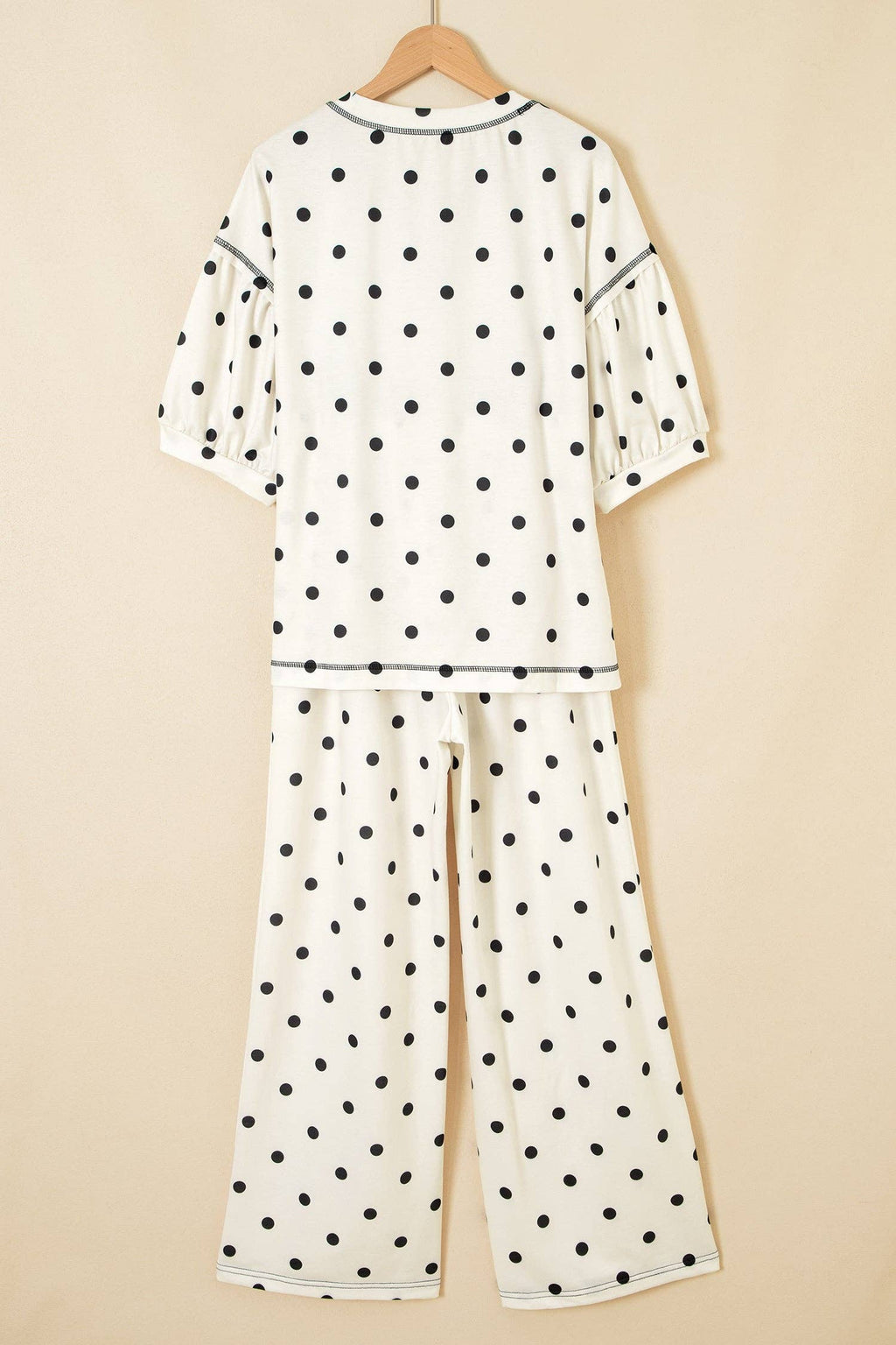 White Polka Dot Pants Set