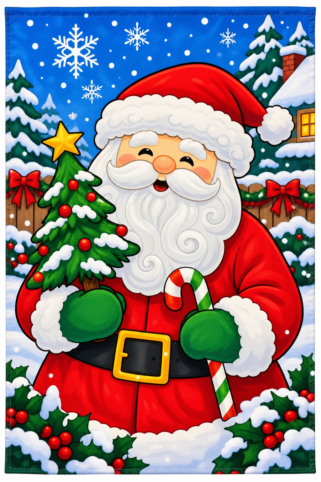 Magnolia Garden Flag Santa-Tree Candy cane