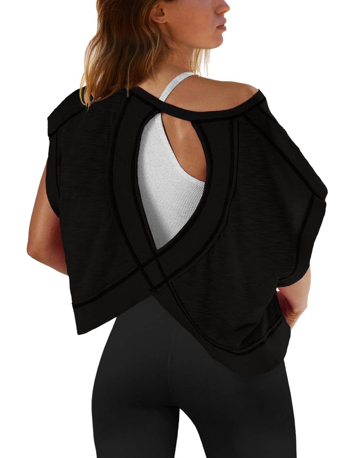 Wrapped cutout back short sleeve workout tee