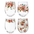 Ganz Floral Wine Glass 4pc Pack