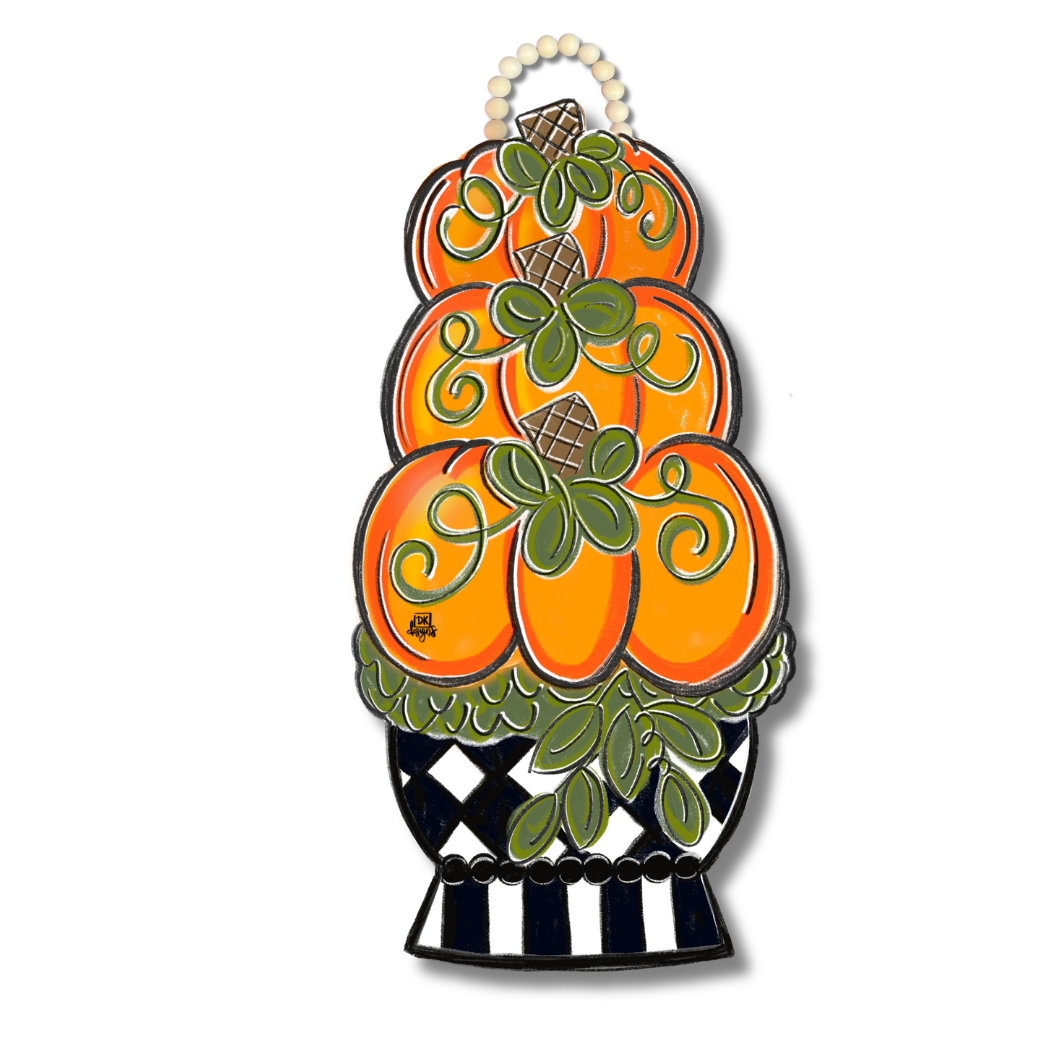 DK Designs Pumpkin Topiary Door Hanger